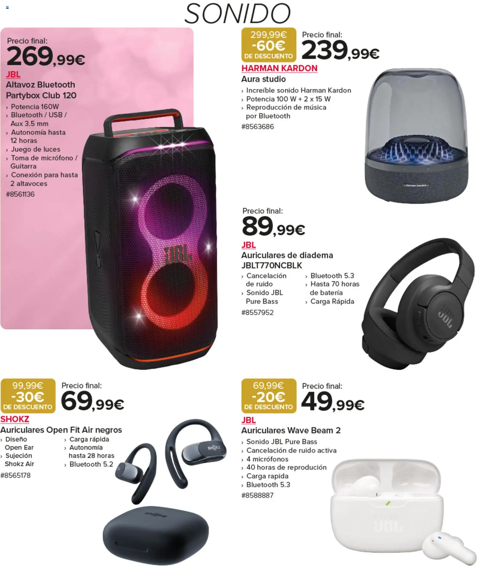 Costco catálogo │ válido desde el 03.03.2026 | Página: 5 | Productos: Altavoces, Auriculares, USB, Batería