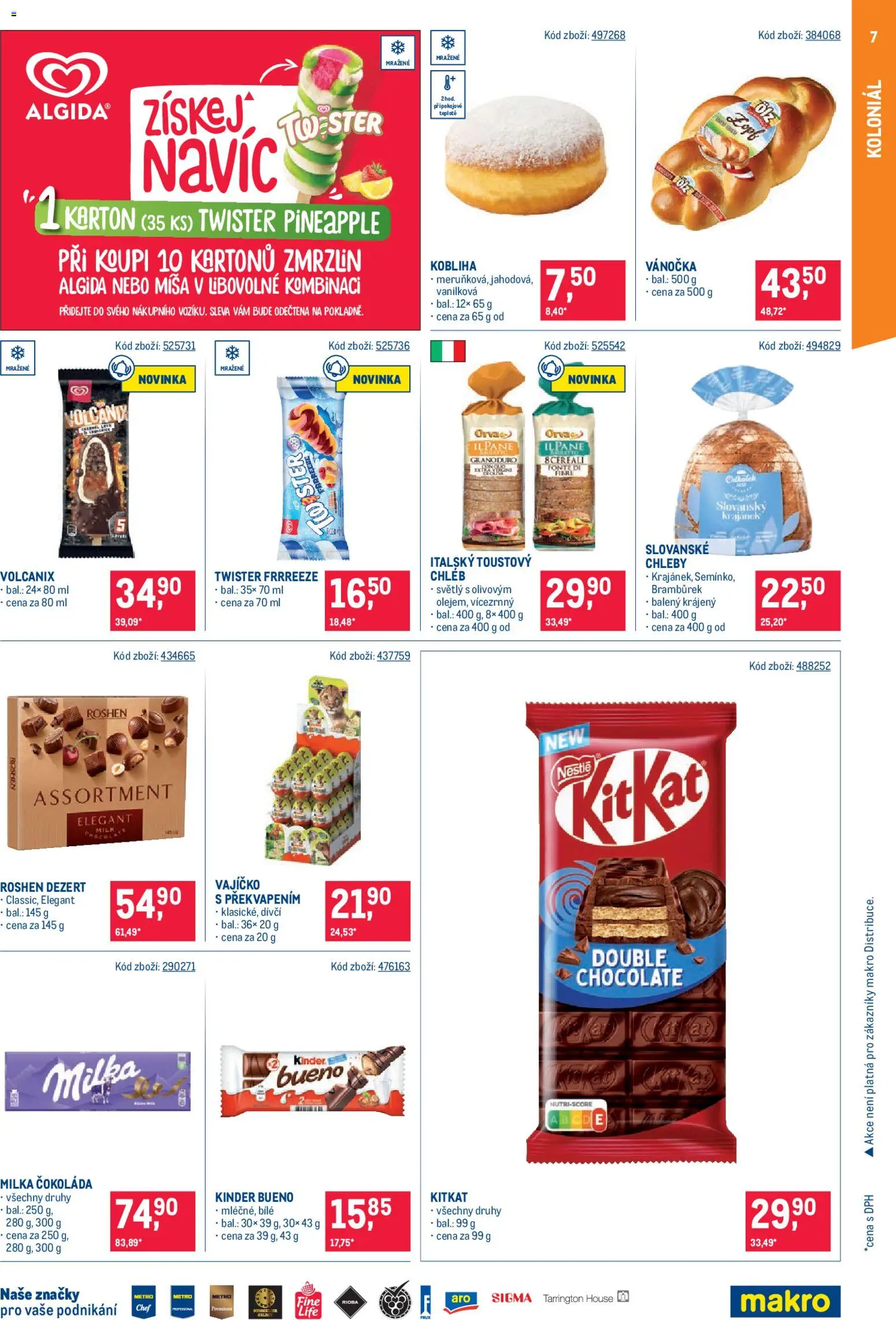 Makro leták - Maloobchod od 08.04.2026 | Strana: 7 | Produkty: Chléb, Milka, Kinder, Kinder Bueno