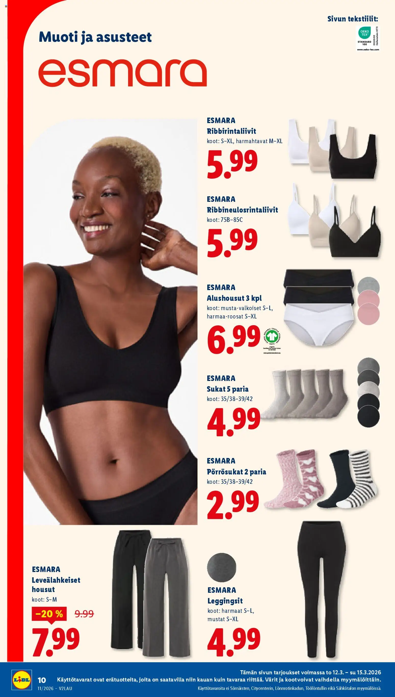 Lidl tarjoukset - Rovaniemi – voimassa 12.03.2026 alkaen | Sivu: 14 | Tuotteet: Housut, Sukat, Leggingsit, Alushousut