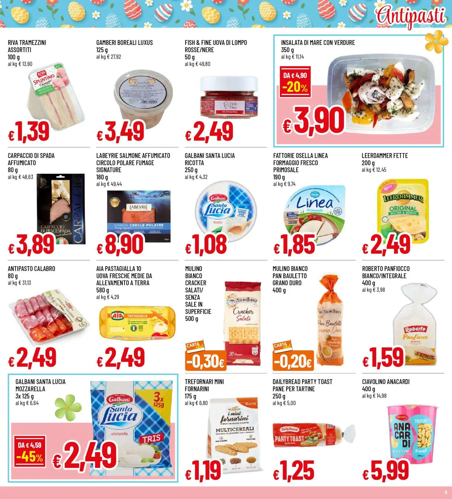 Volantino Galassia del 23.03.2026 | Pagina: 5 | Prodotti: Salmone affumicato, Salmone, Formaggio, Terra