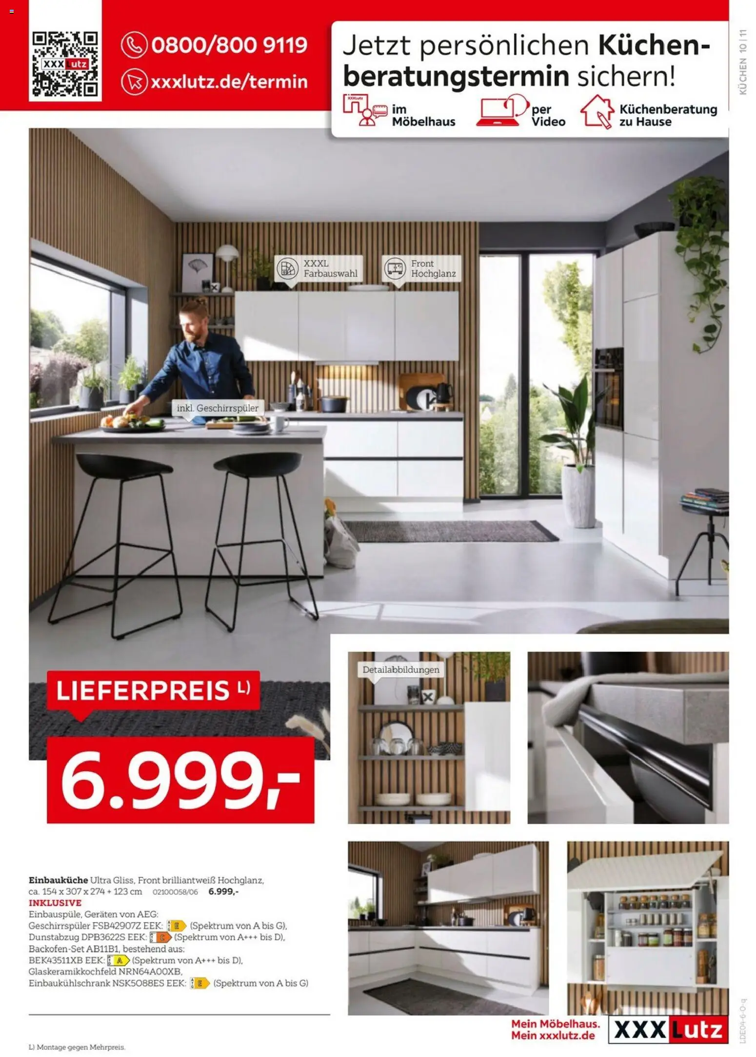 XXXLutz AEG zum Bestpreis – gültig ab 18.04.2025 | Seite: 11 | Produkte: Geschirrspüler, Einbauküche, Dunstabzug, Kuchen