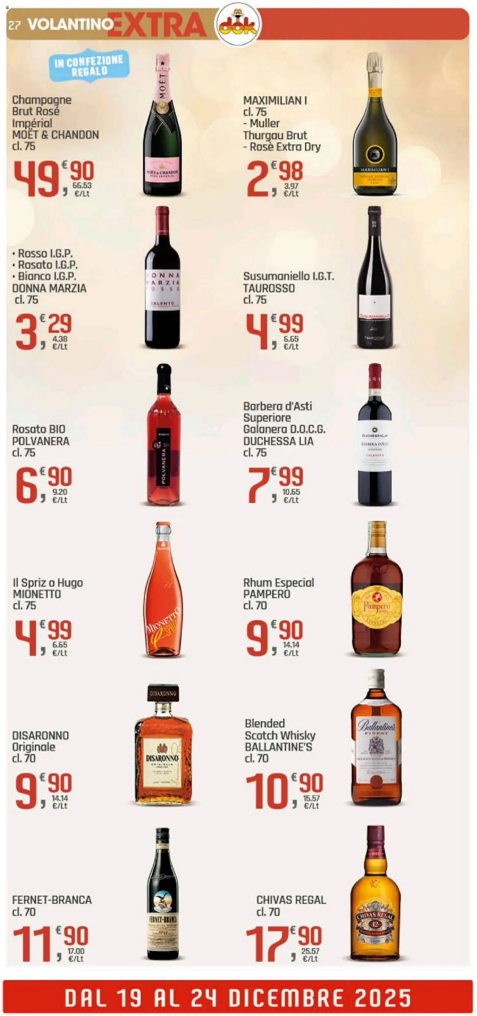 Volantino DOK del 16.12.2025 | Pagina: 27 | Prodotti: Whisky, Champagne