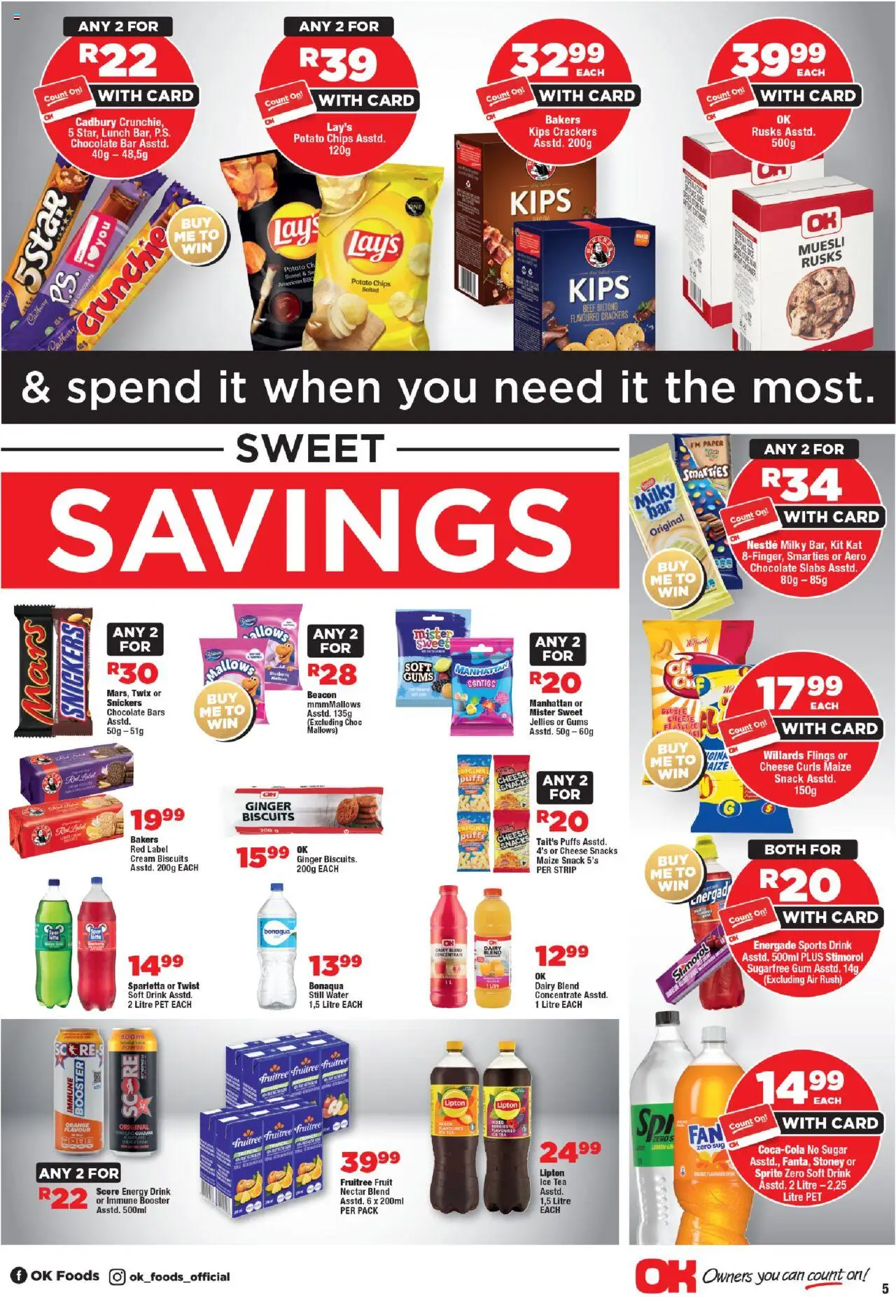 New OK Foods catalogue – valid from 10.09.2025 | Page: 5 | Products: Milk, Biscuits, Water, Sugar