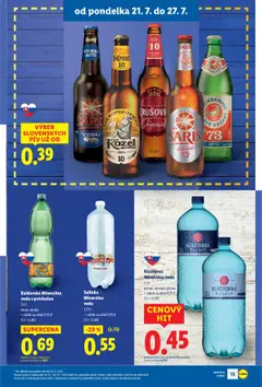 Lidl leták │ platný od 21.07.2025 | Strana: 19 | Produkty: Šariš, Voda, Minerálna voda, Baldovská