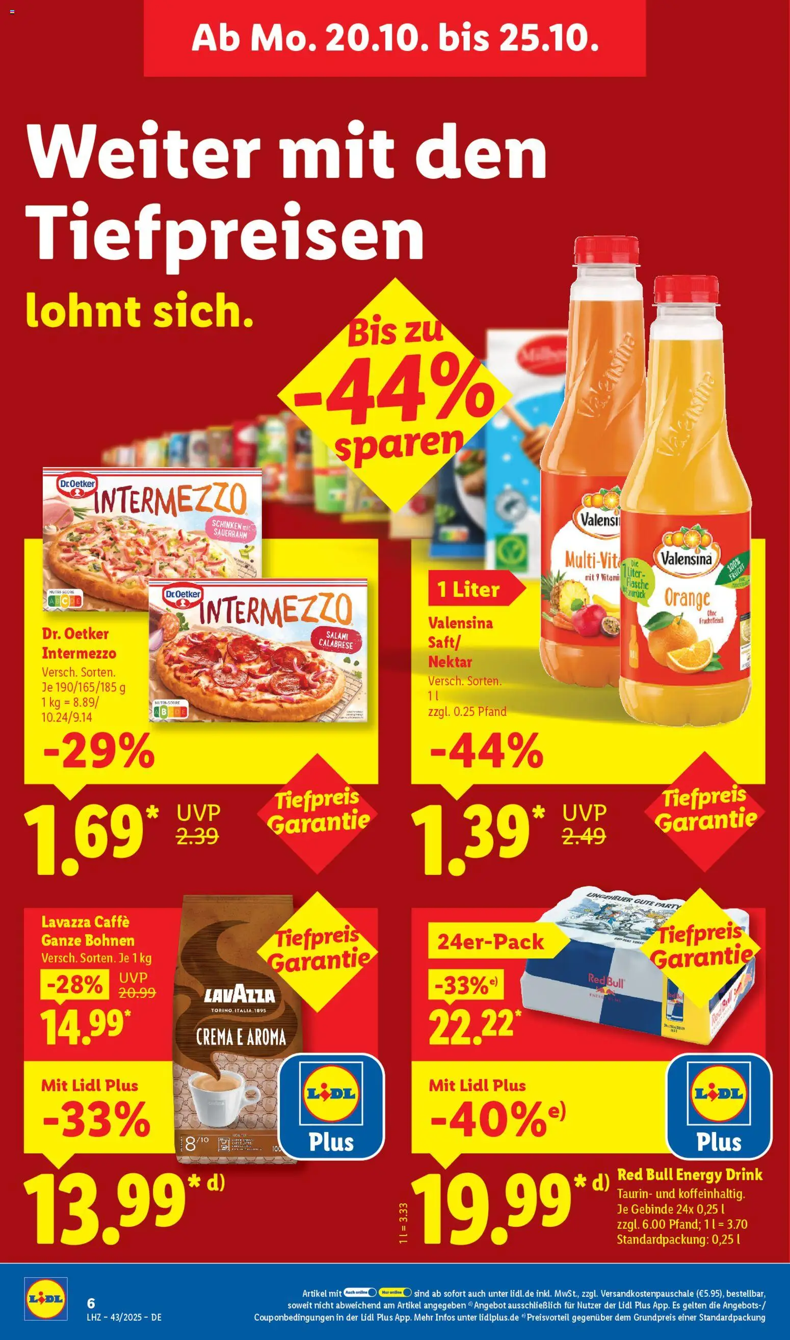 Lidl Prospekt Hilders – gültig ab 20.10.2025 | Seite: 16 | Produkte: Red bull, Energy, Valensina, Schinken
