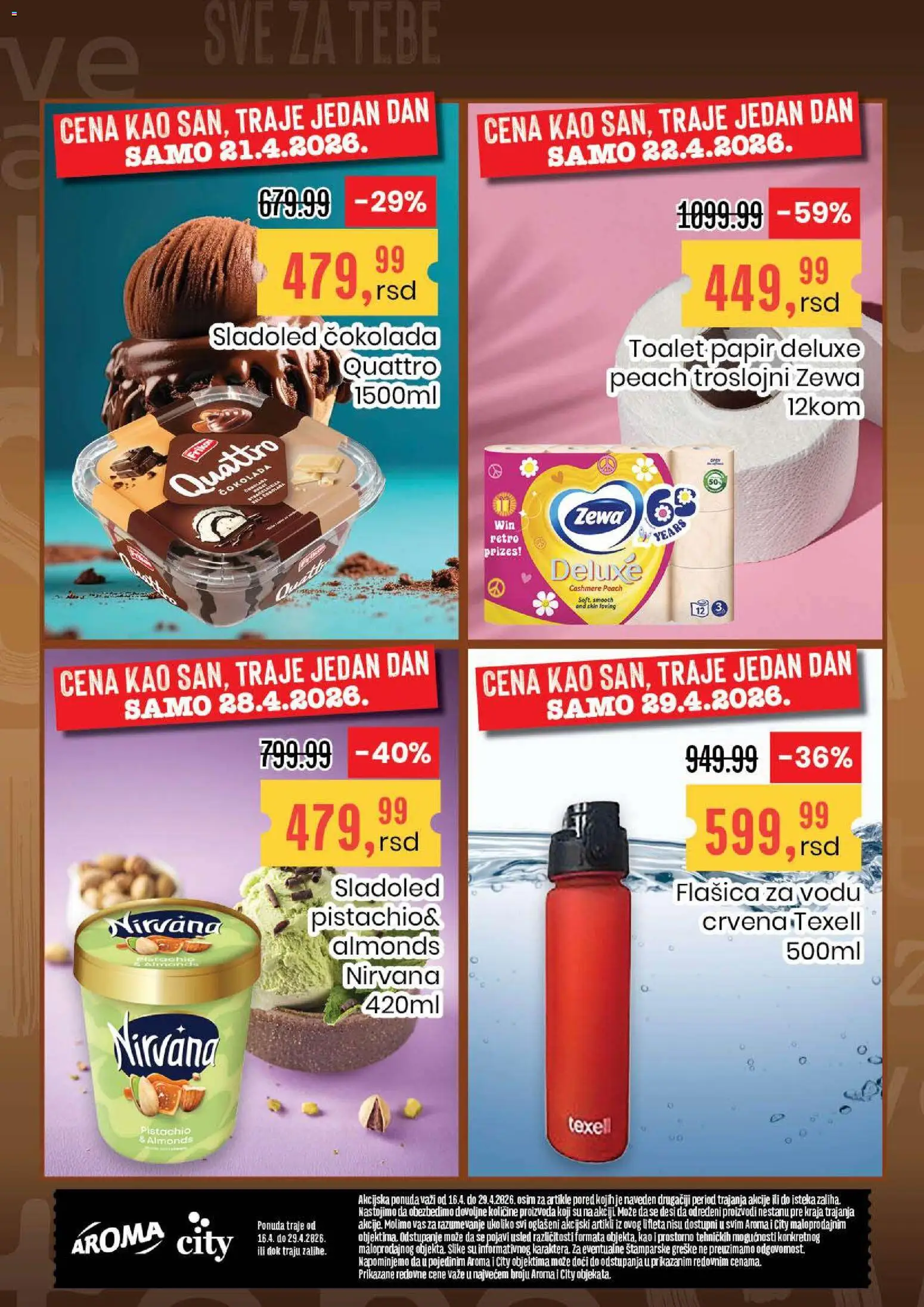 Aroma Market katalog - važi od 16.04.2026 | Strana: 20 | Proizvode: Toalet papir, Sladoled, Čokolada