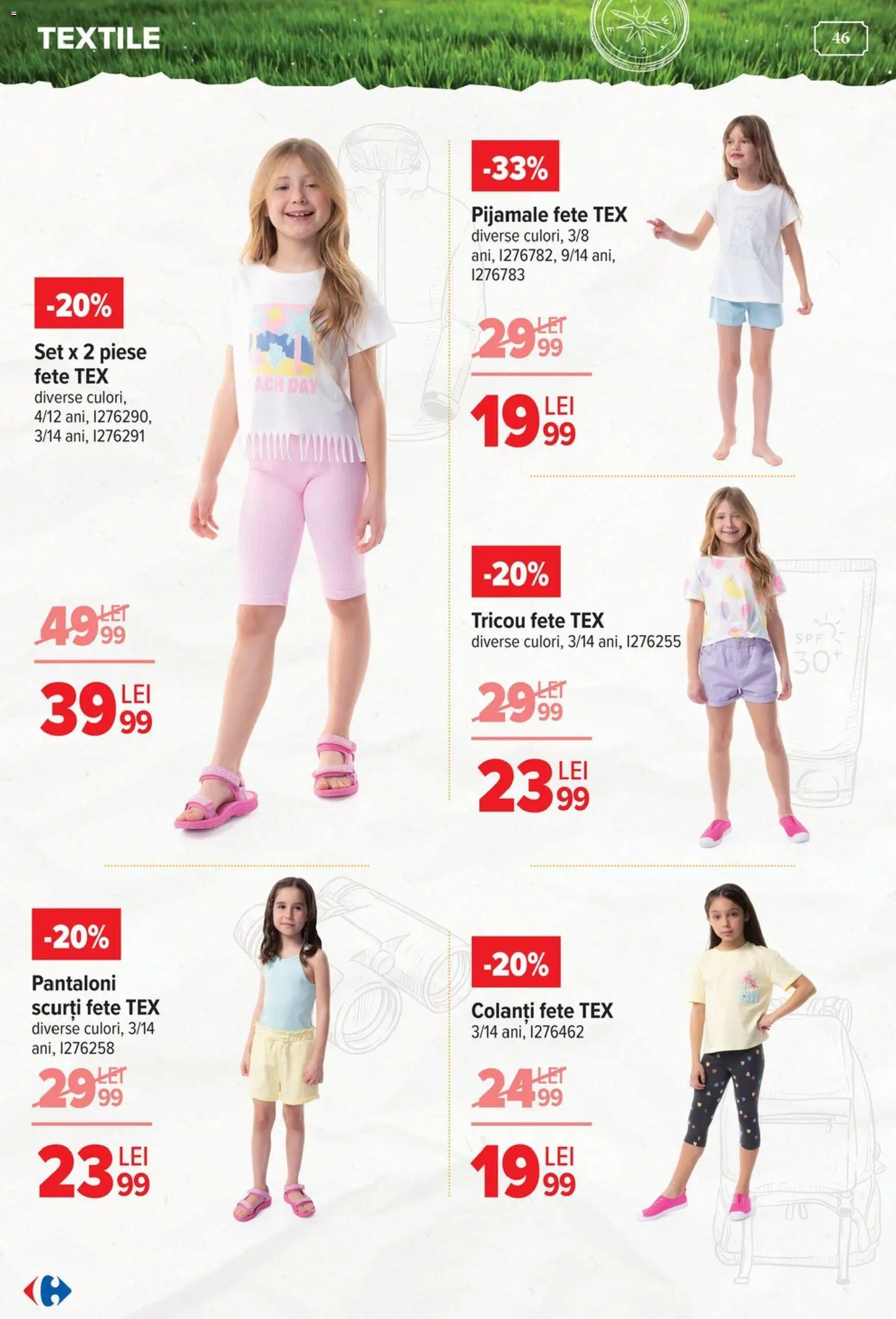 Noul catalog Carrefour – valabil de la 15.04.2026 | Pagină: 46 | Produse: Tricou, Pantaloni, Pijamale, Colanți
