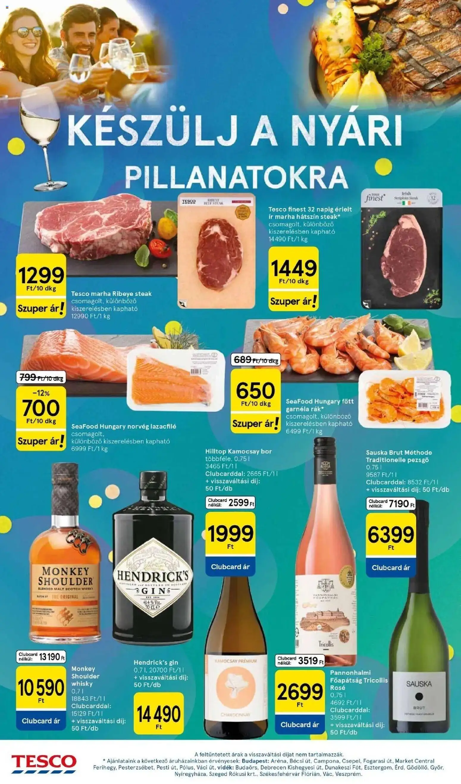 Tesco akciós ujság - amely érvényes a következő dátumtól: 23.04.2026 | Oldal: 18 | Termékek: Pezsgő, Garnéla, Bor, Gin