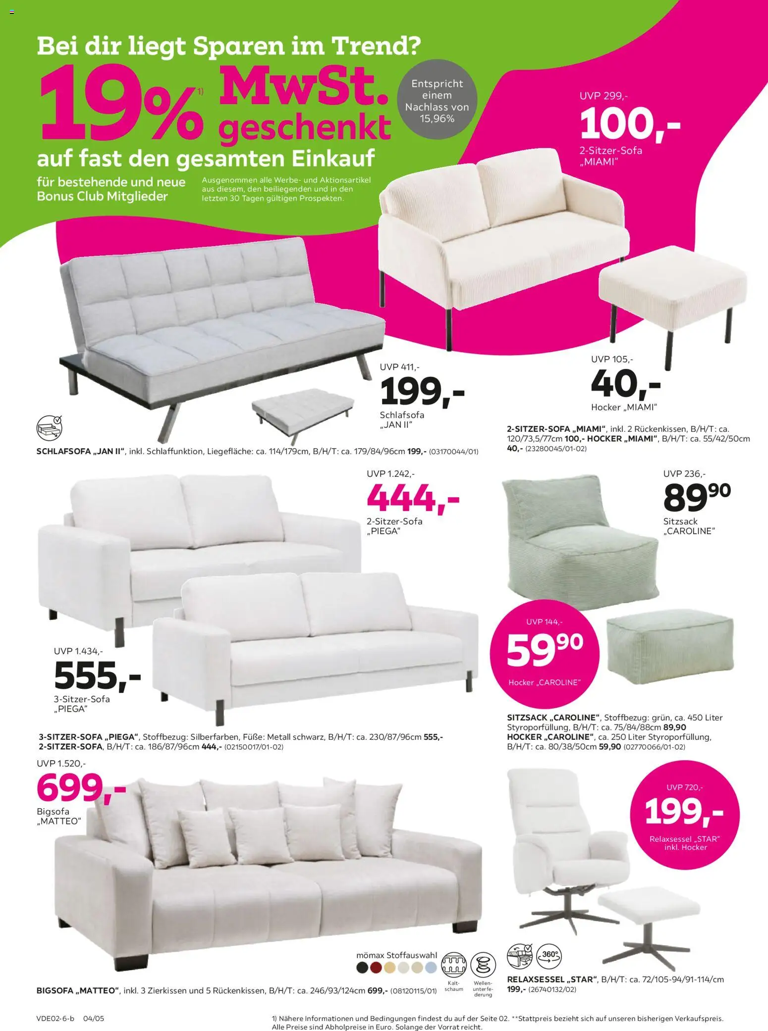 Mömax Prospekt 	 – gültig ab 02.02.2026 | Seite: 4 | Produkte: Schlafsofa, Hocker, Relaxsessel, Sitzsack