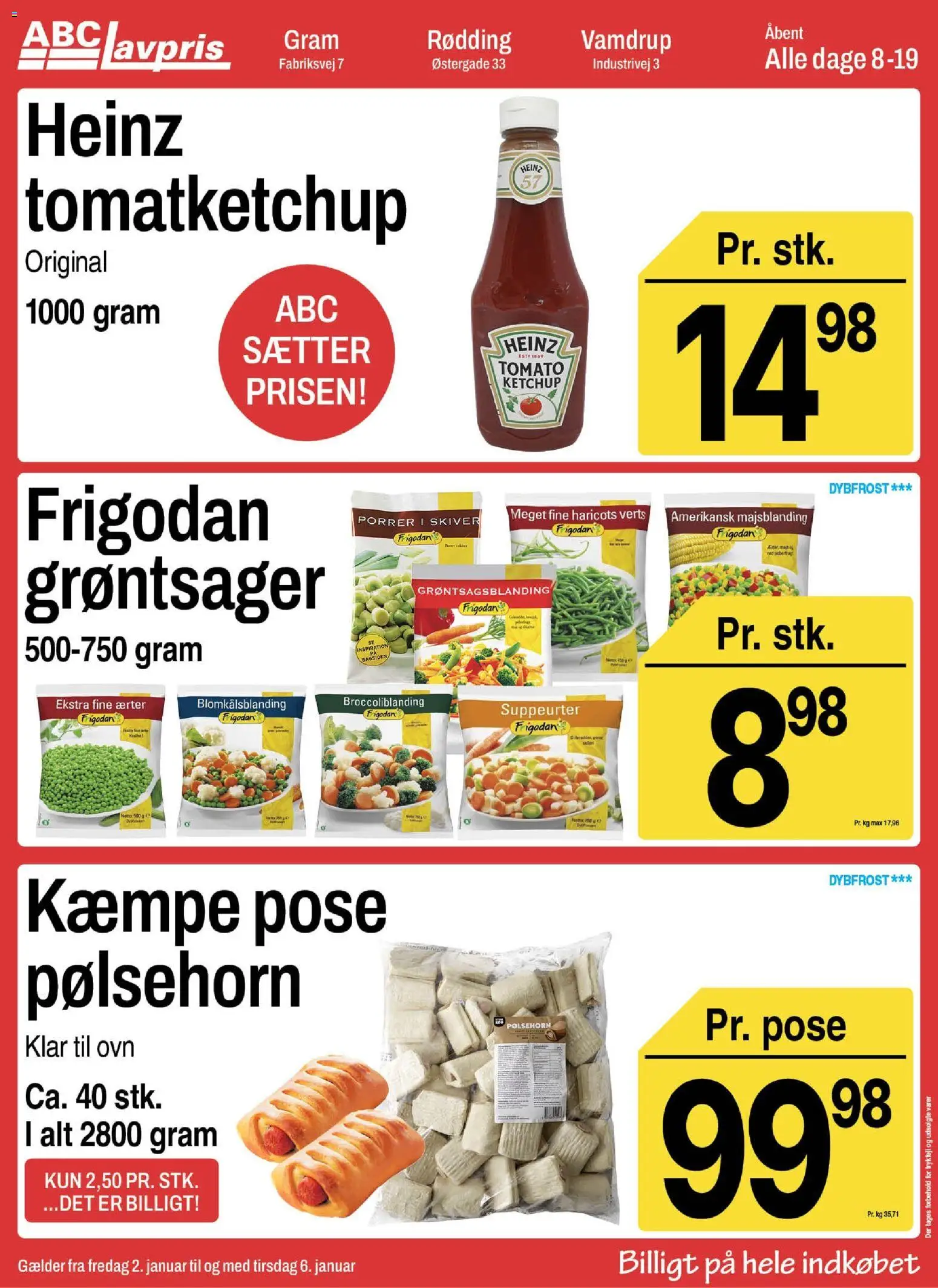 Abc Lavpris tilbudsavis – gyldig fra 01.01.2026 | Side: 6 | Produkter: Pølsehorn, Ketchup, Porrer, Ovn
