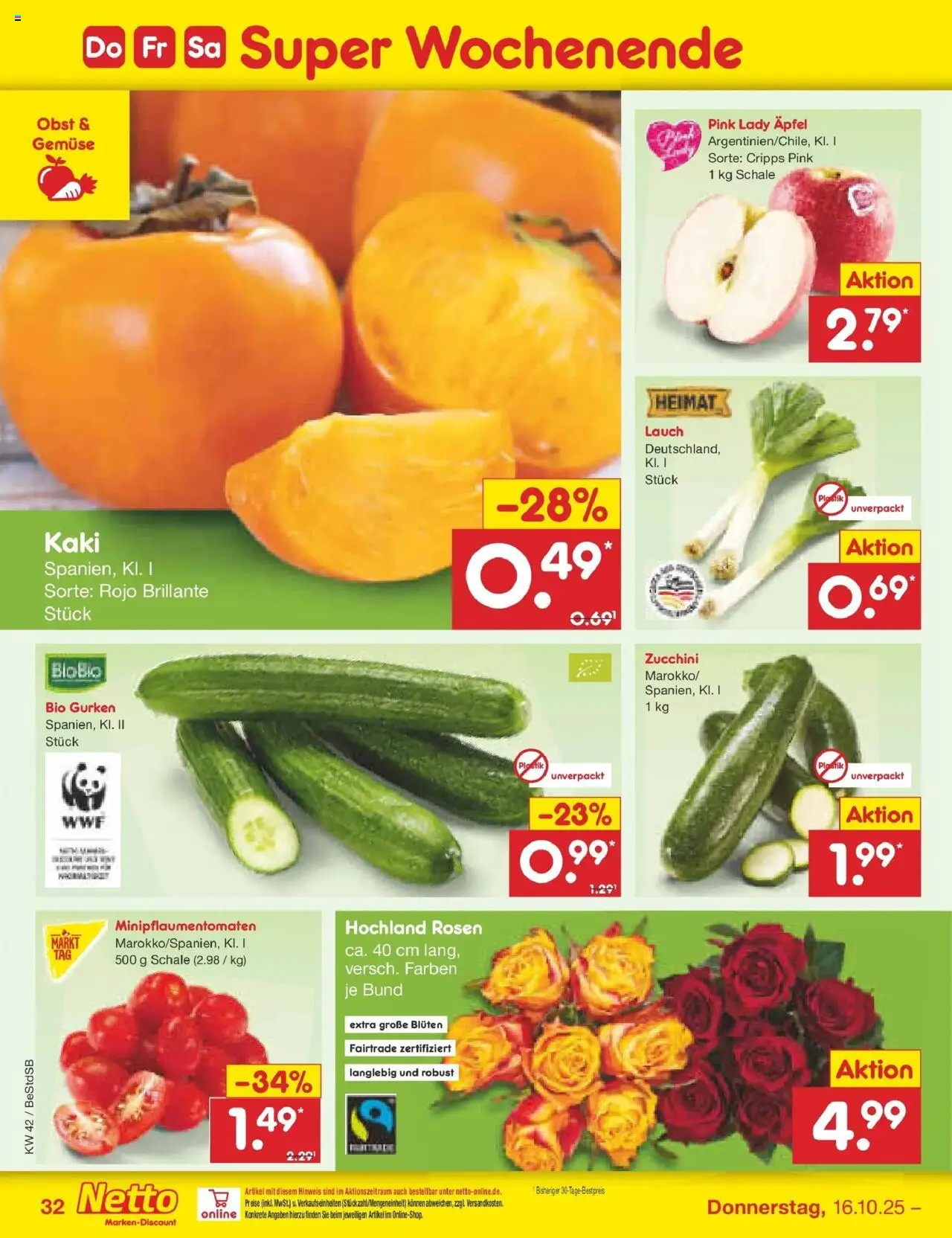 Netto Marken-Discount Prospekt 	 – gültig ab 13.10.2025 | Seite: 38 | Produkte: Gemüse, Kaki, Zucchini, Gurken