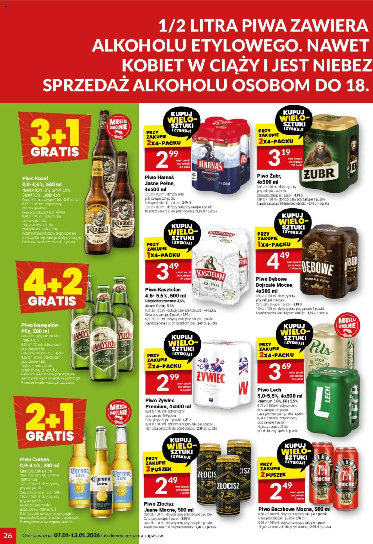 Twój Market Gazetka od 07.01.2026 | Strona: 26 | Produkty: Leżak, Harnaś, Piwo, Piwo kozel