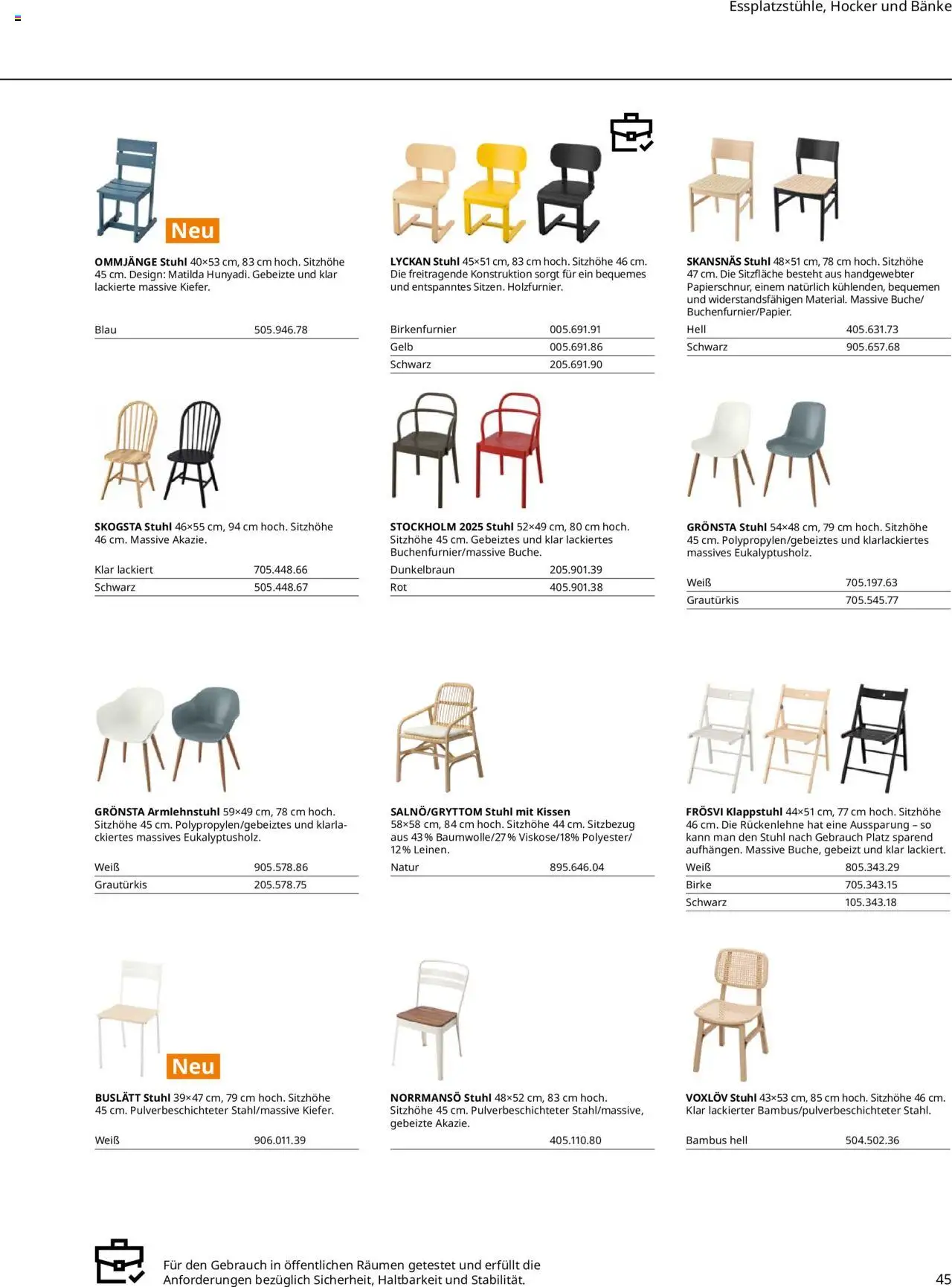 Ikea Essplatz – gültig ab 30.09.2025 | Seite: 45 | Produkte: Hocker, Kissen, Stuhl