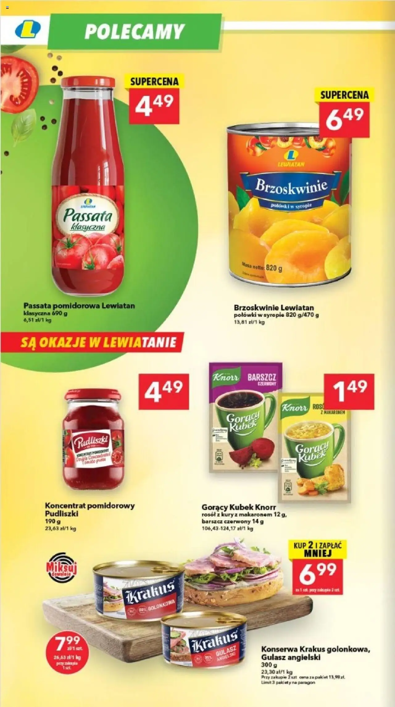 Lewiatan gazetka - Lublin od 23.10.2025 | Strona: 6 | Produkty: Gorący kubek, Passata pomidorowa, Brzoskwinie, Gulasz