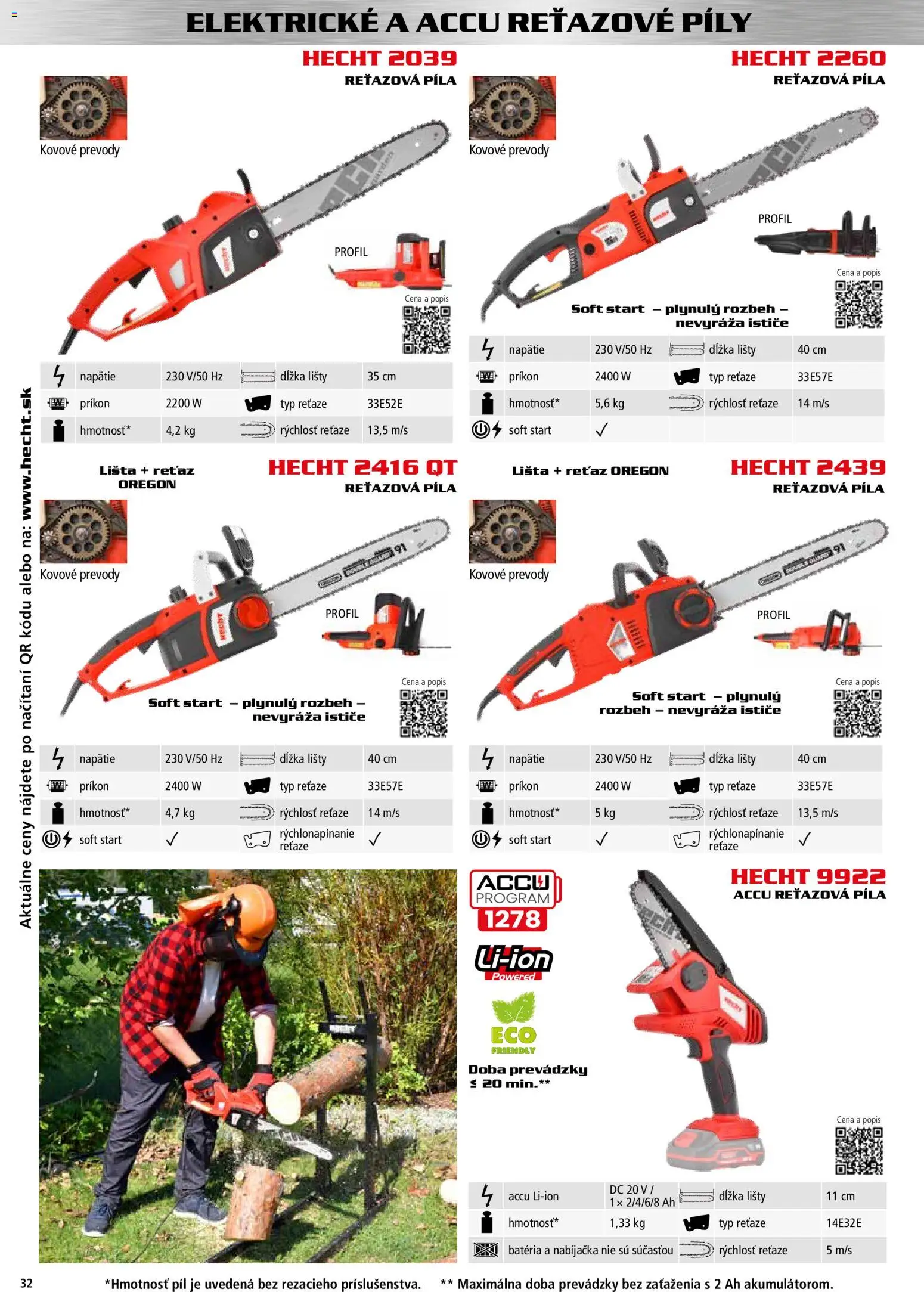 Nové Hecht akcie – leták je platný od 30.10.2025 | Strana: 32 | Produkty: Reťazová píla, Píla, Nabíjačka