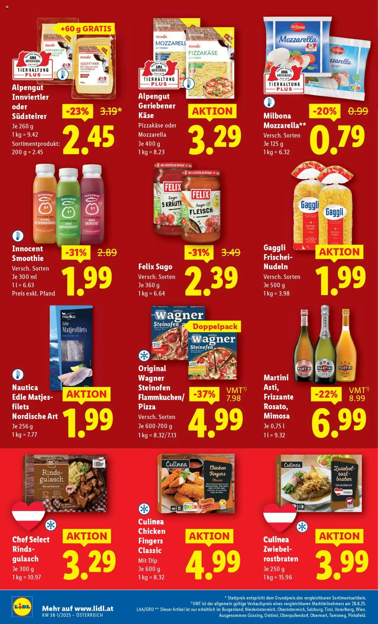 Lidl Flugblatt - Eisenstadt, Ebenfurth, Mattersburg gültig ab 11.09.2025 | Seite: 40 | Produkte: Milch, Käse, Pizza, Nudeln