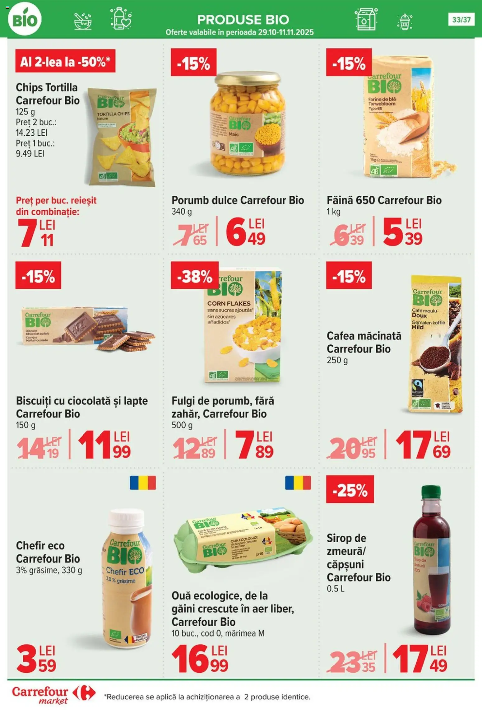 Noul catalog Carrefour – valabil de la 29.10.2025 | Pagină: 36 | Produse: Ouă, Ciocolată, Biscuiți, Fulgi