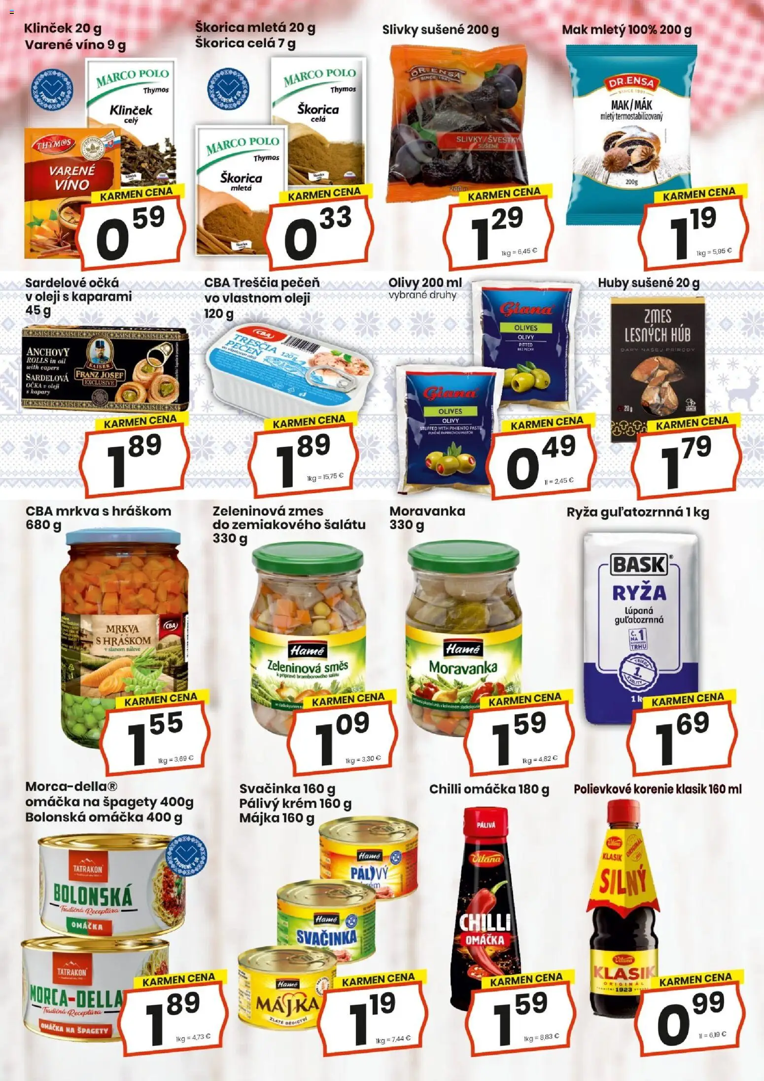 Nové KARMEN CBA akcie – leták je platný od 01.12.2025 | Strana: 11 | Produkty: Krém, Korenie, Slivky, Mak