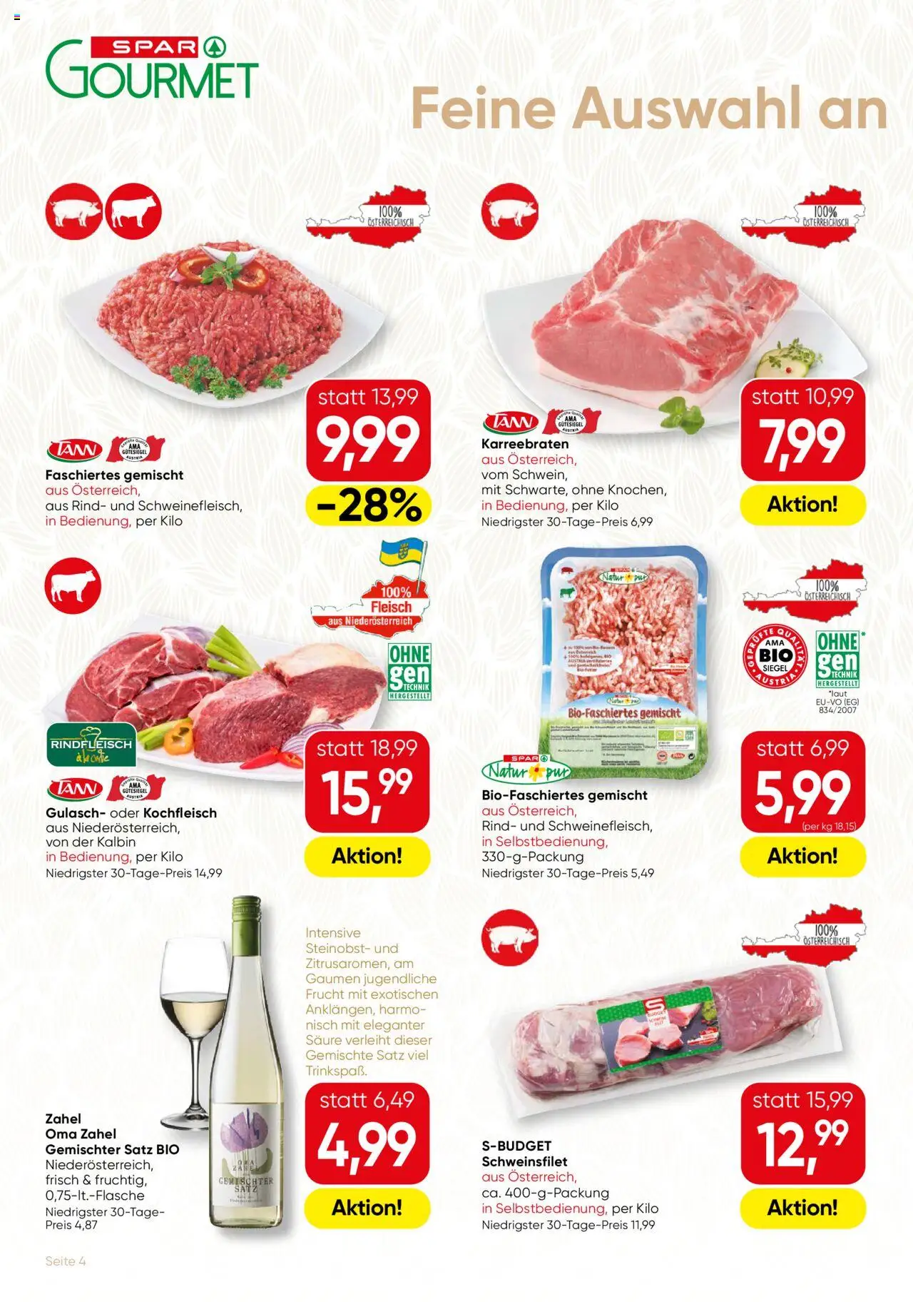 SPAR Gourmet Flugblatt gültig ab 25.09.2025 | Seite: 4 | Produkte: Rindfleisch