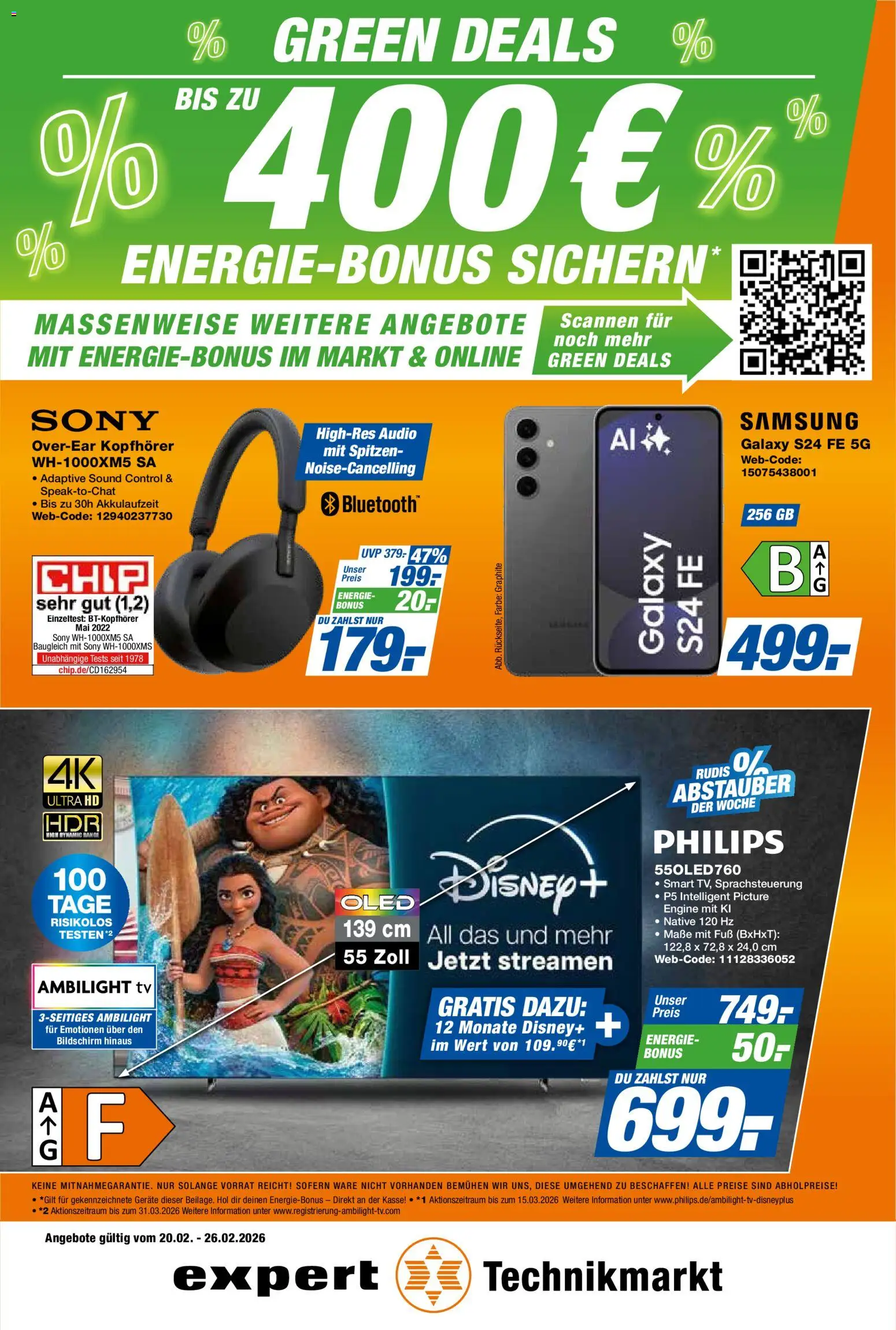 Expert  Aktuelle Beilage – gültig ab 20.02.2026 | Seite: 1 | Produkte: Sony, Philips, Samsung, TV