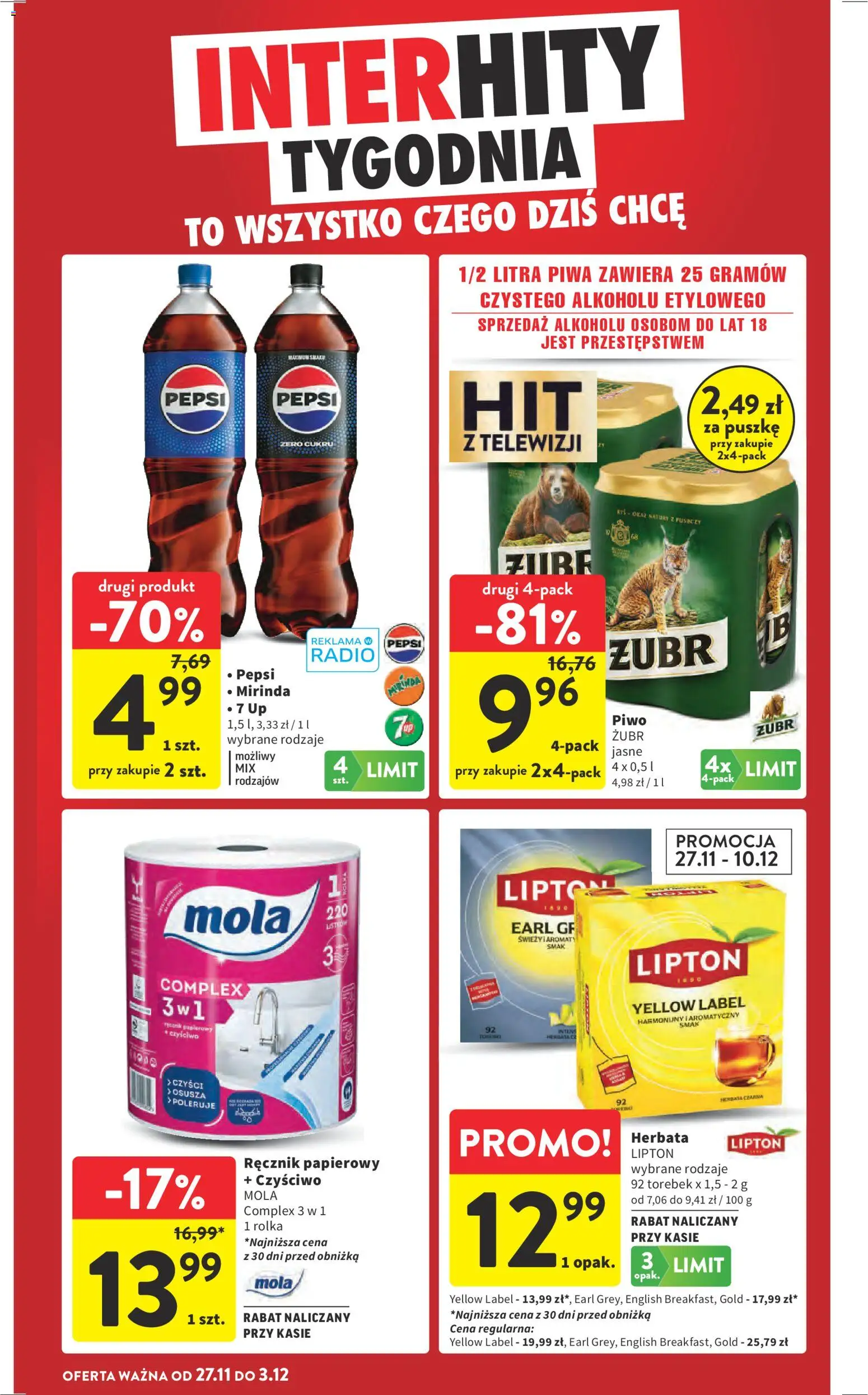 Intermarche Black Friday od 27.11.2025 | Strona: 9 | Produkty: Radio, Piwo, Herbata, Ręcznik papierowy