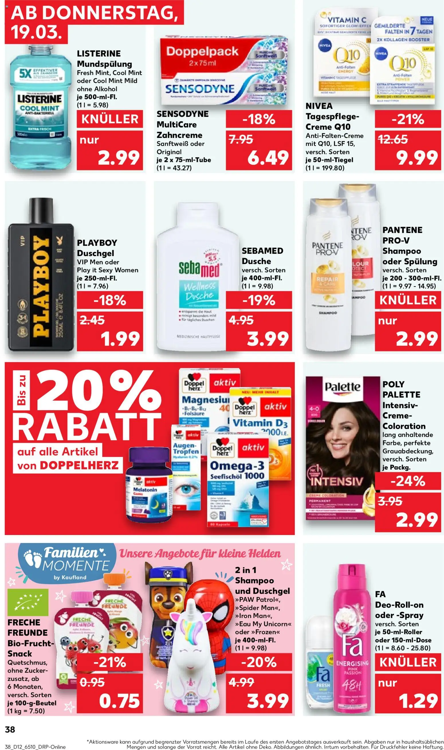 Kaufland Prospekt Köln	 – gültig ab 19.03.2026 | Seite: 38 | Produkte: Dusche, Duschgel, Deodorant, Shower Gel