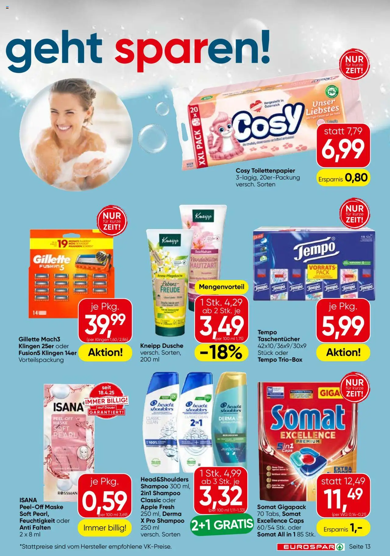 Eurospar Flugblatt - Tirol gültig ab 09.10.2025 | Seite: 13 | Produkte: Dusche, Apple, Shampoo, Maske