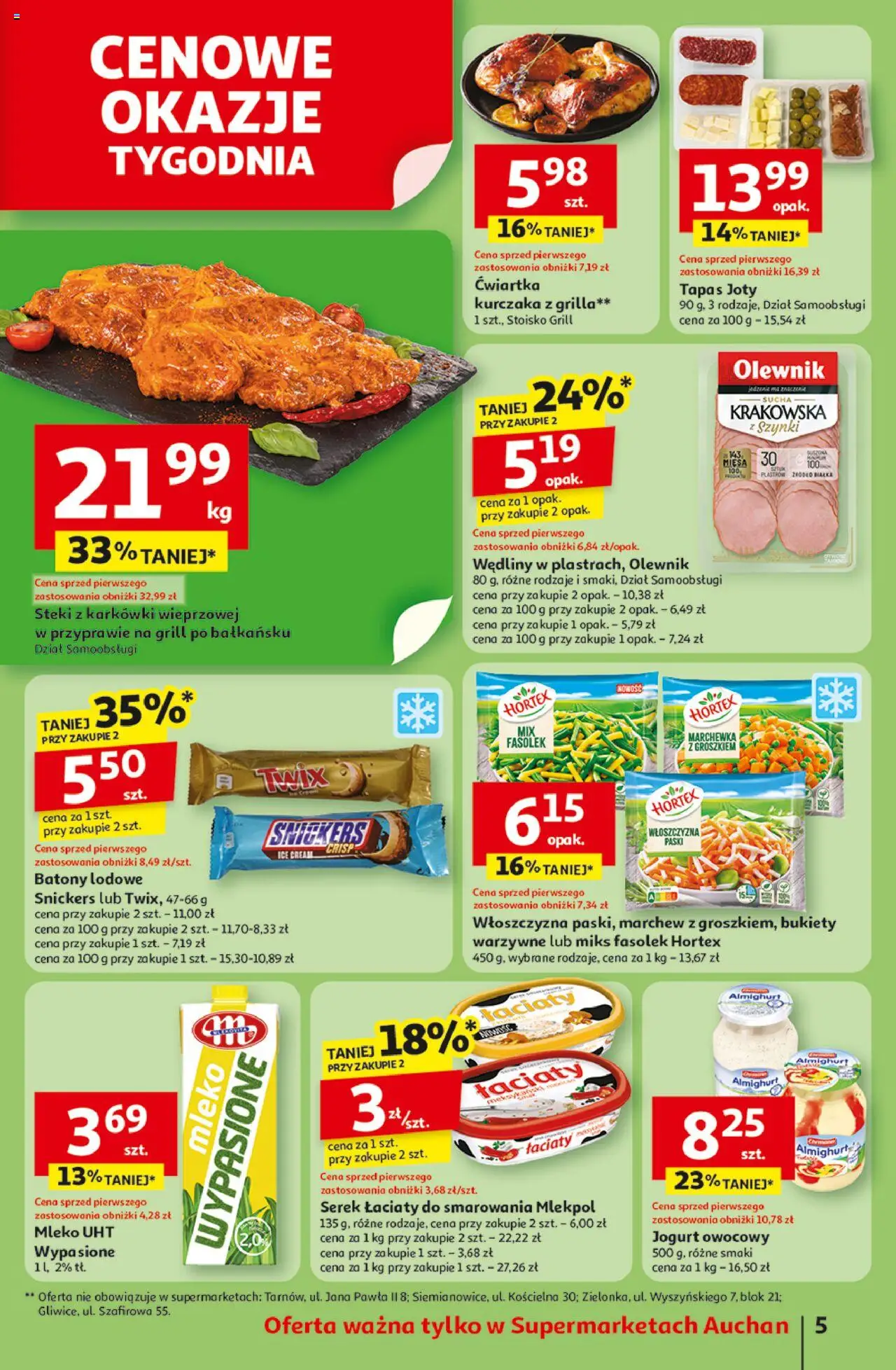 Auchan Gazetka od 07.08.2025 | Strona: 5 | Produkty: Mleko wypasione, Serek, Jogurt owocowy, Jogurt