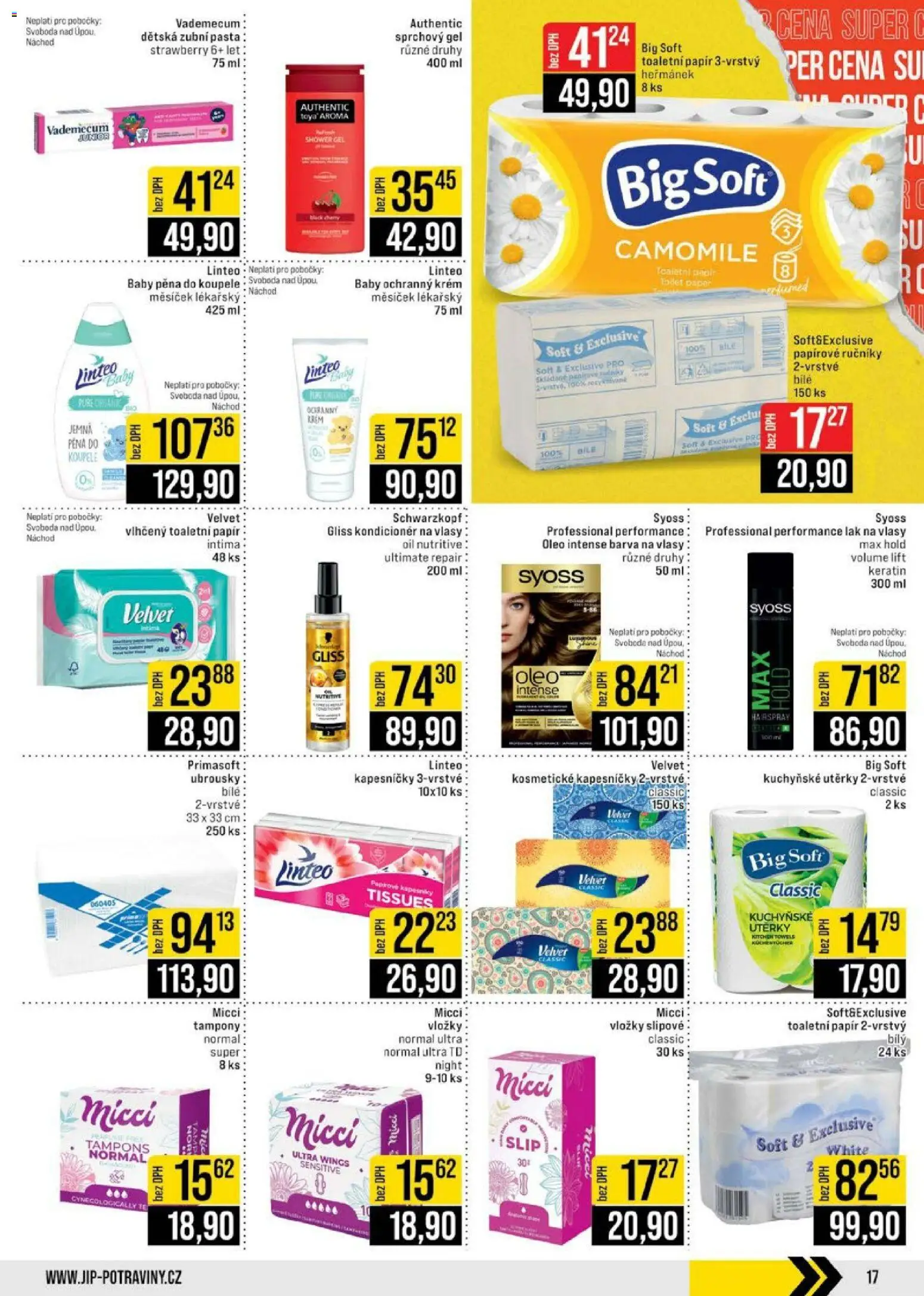 Jip leták - Cash & Carry od 25.03.2026 | Strana: 17 | Produkty: Syoss, Kuchyňské utěrky, Krém, Utěrky
