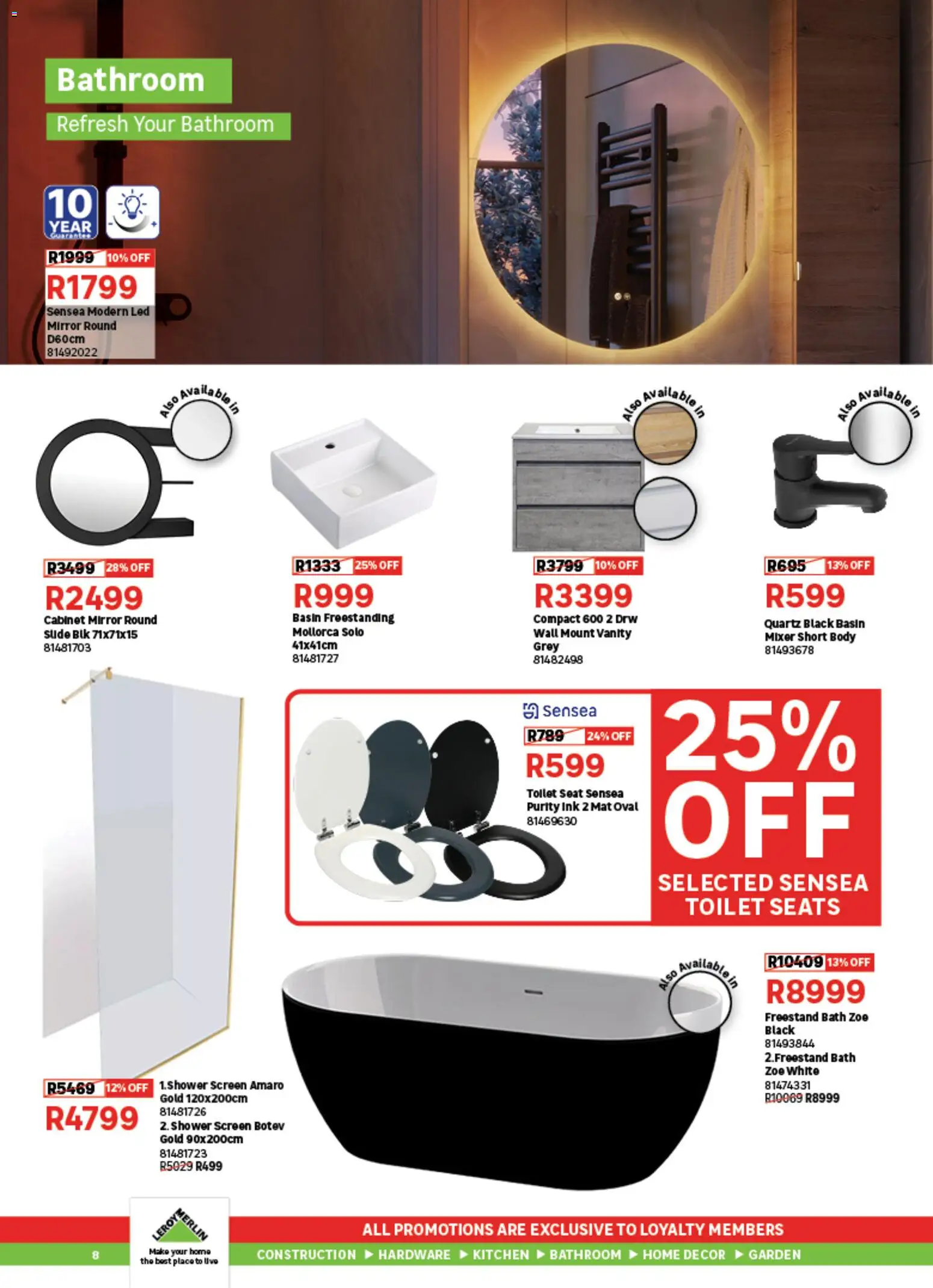 New Leroy Merlin catalogue – valid from 06.02.2026 | Page: 8 | Products: Toilet, Shower, Mirror, Basin