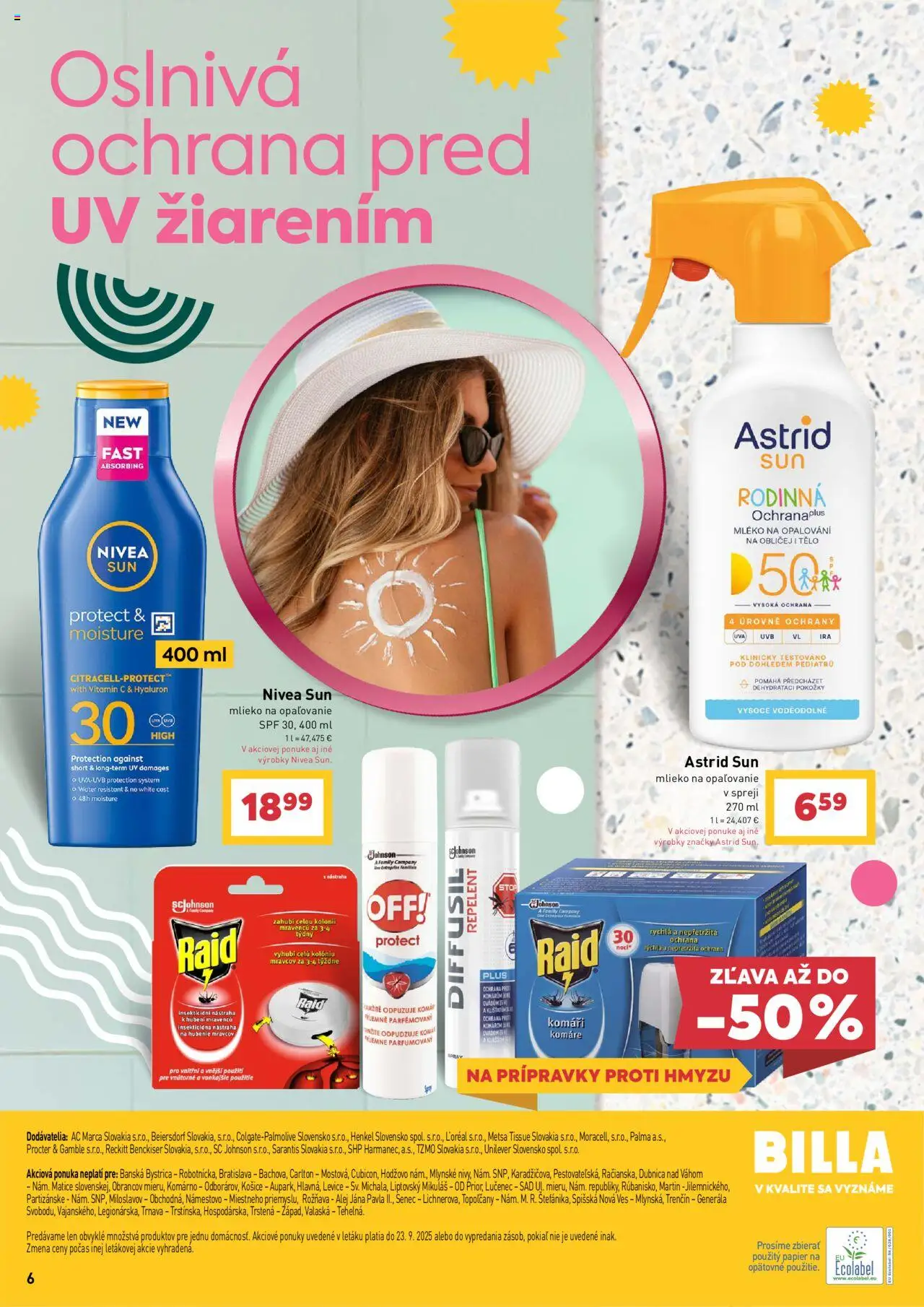 Billa pre váš dobrý pocit z čistoty │ platný od 30.07.2025 | Strana: 6 | Produkty: Mlieko, Nivea, Raid