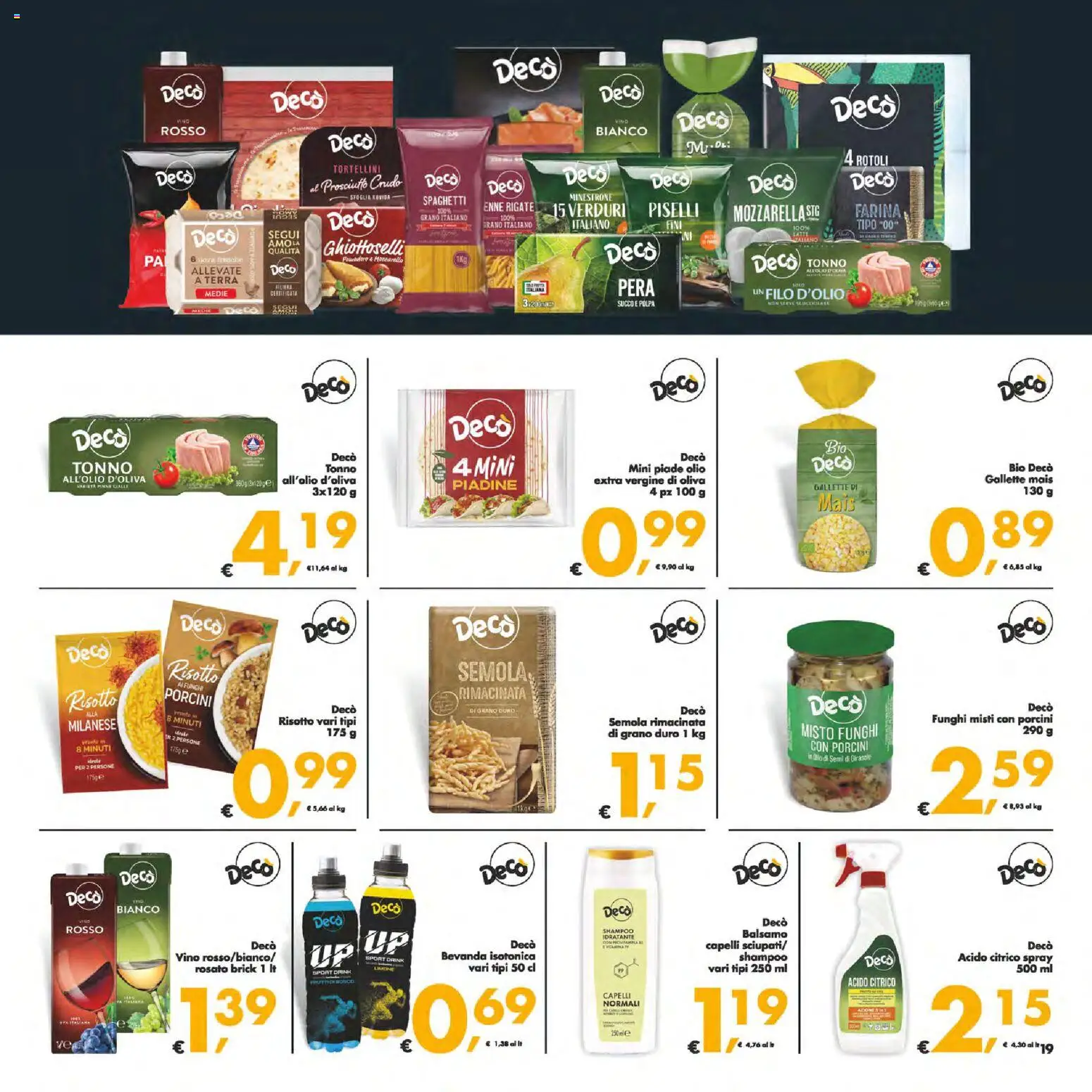Volantino Decò del 06.03.2026 | Pagina: 26 | Prodotti: Minestrone, Succo, Olio, Prosciutto