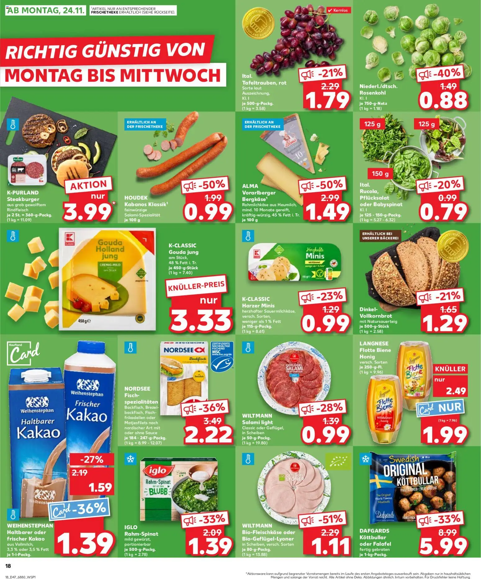 Kaufland prospekt Völklingen	 – gültig ab 20.11.2025 | Seite: 18 | Produkte: Gouda, Vollkornbrot, Iglo, Burger