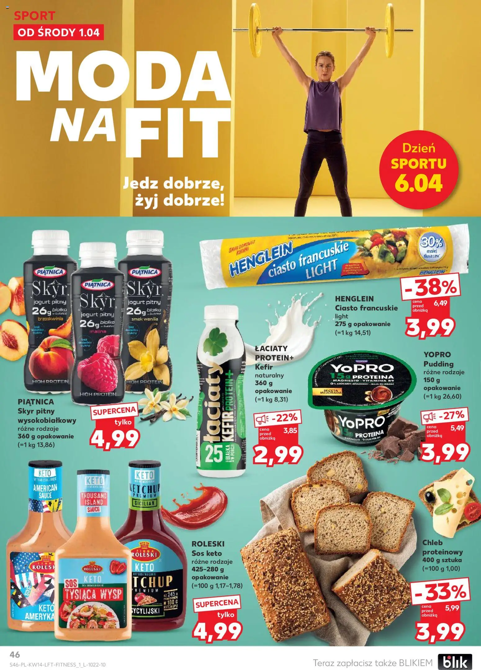 Kaufland Polsko leták od 01.04.2026 | Strana: 46 | Produkty: Kefír, Jogurt, Chléb, Protein