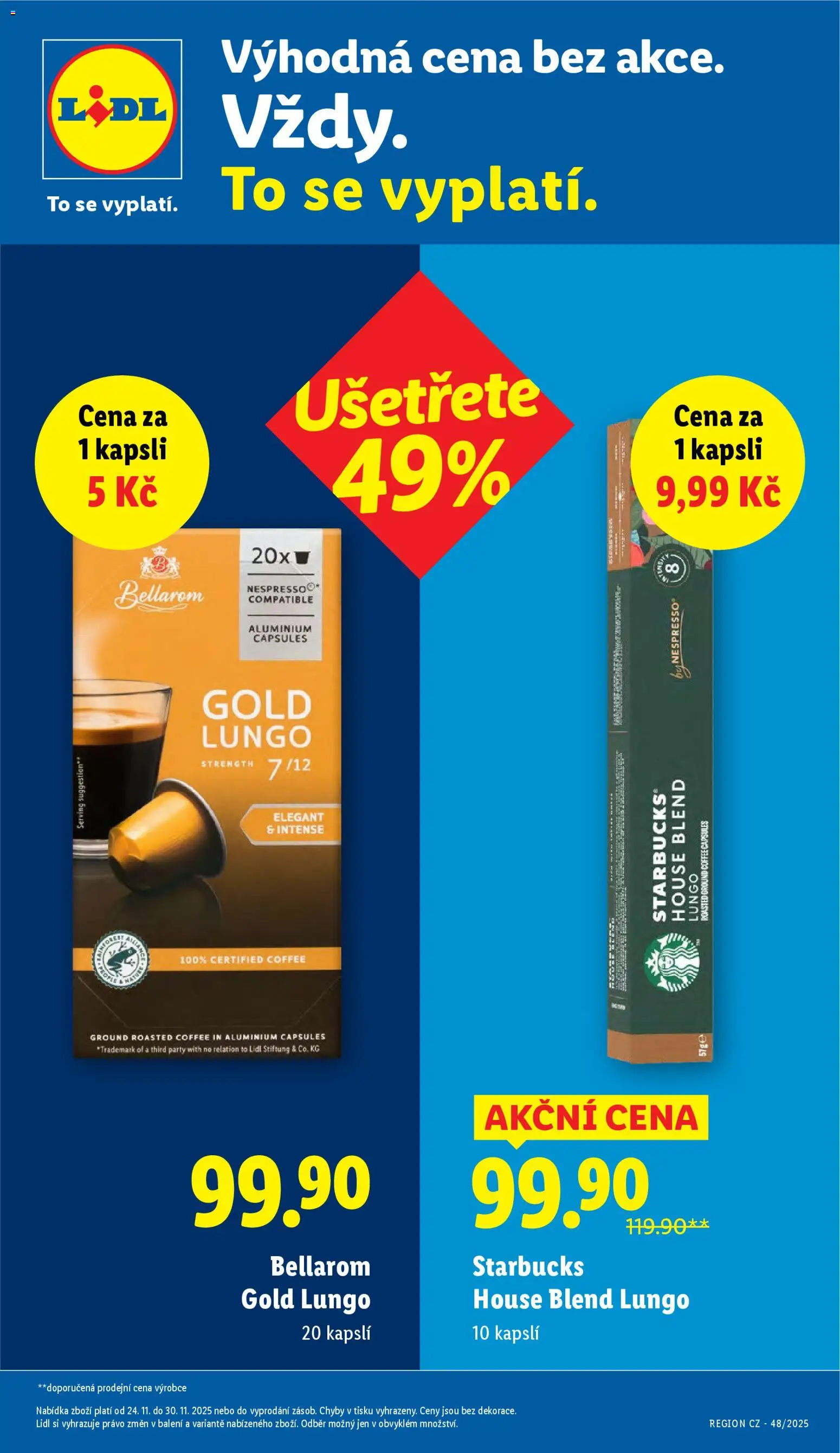 Lidl Black Friday od 27.11.2025 | Strana: 5 | Produkty: Starbucks, Nespresso, Bellarom
