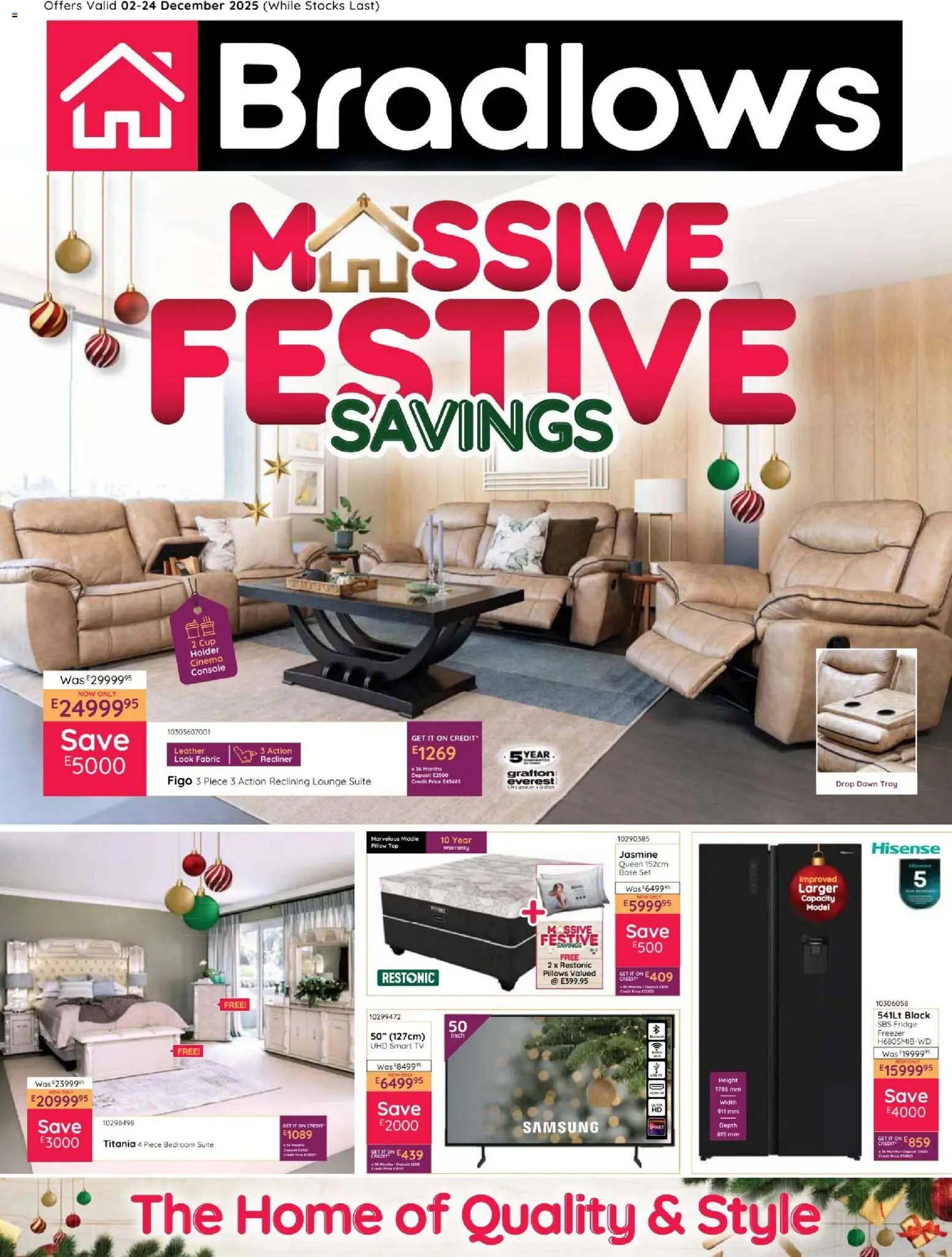 New Bradlows catalogue – valid from 02.12.2025 | Page: 1 | Products: Freezer, Pillow, TV, Lounge suite