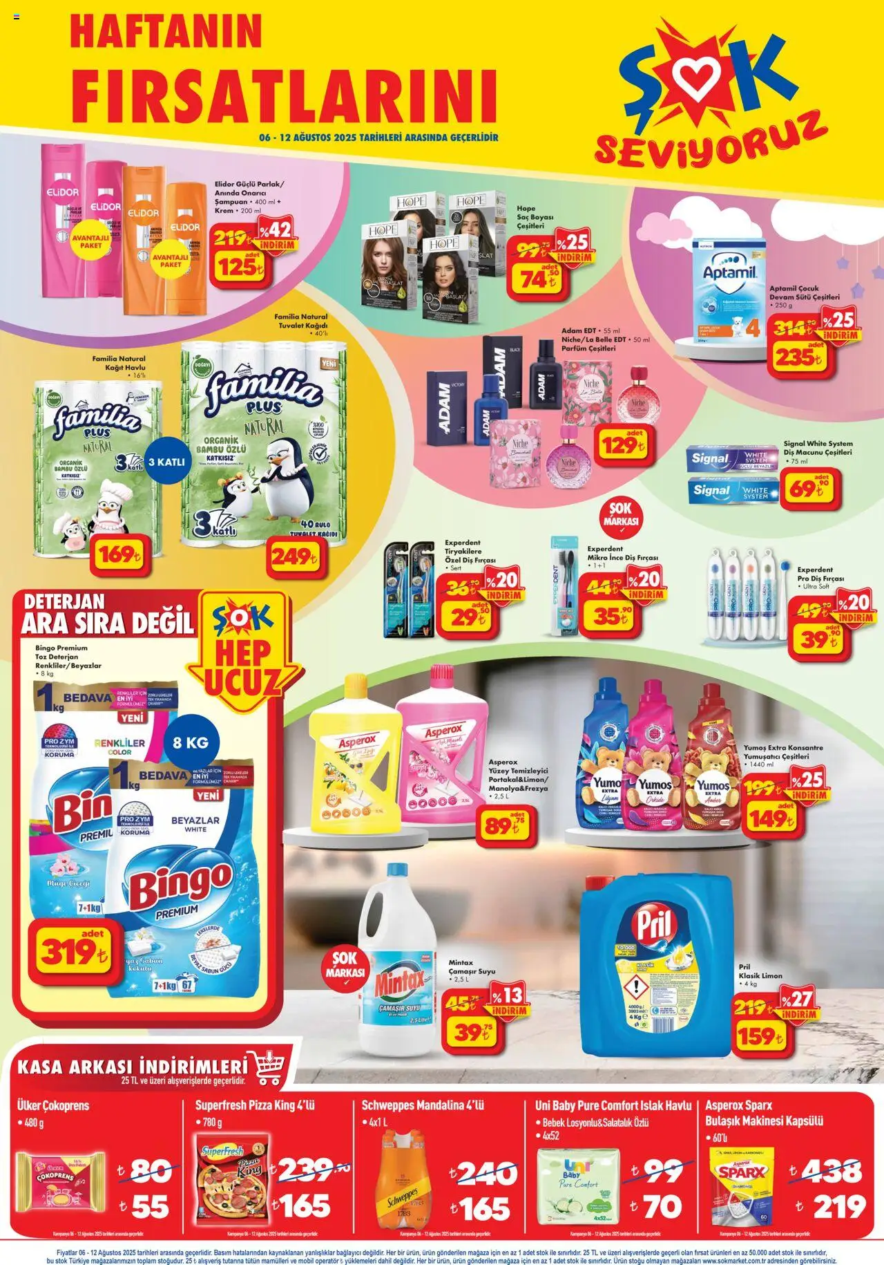 Şok Market Katalog - 06.08.2025 tarihinden itibaren geçerlidir | Sayfa: 2 | Ürünler: Şampuan, Sabun, Tuvalet kağıdı, Bağlayıcı