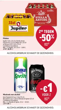 Jack Daniels & Coca-Cola (33 cl), Bacardi & Coca-Cola of Absolut & Sprite (25 cl), Mixdrank met alcohol. Combineer & profiteer - Voorbeeld van een folder van Delhaize, geldig van 06.11.2025 | Pagina: 36 | Producten: Sprite, Alcohol, Lasagne tészta, Beltéri ajtó