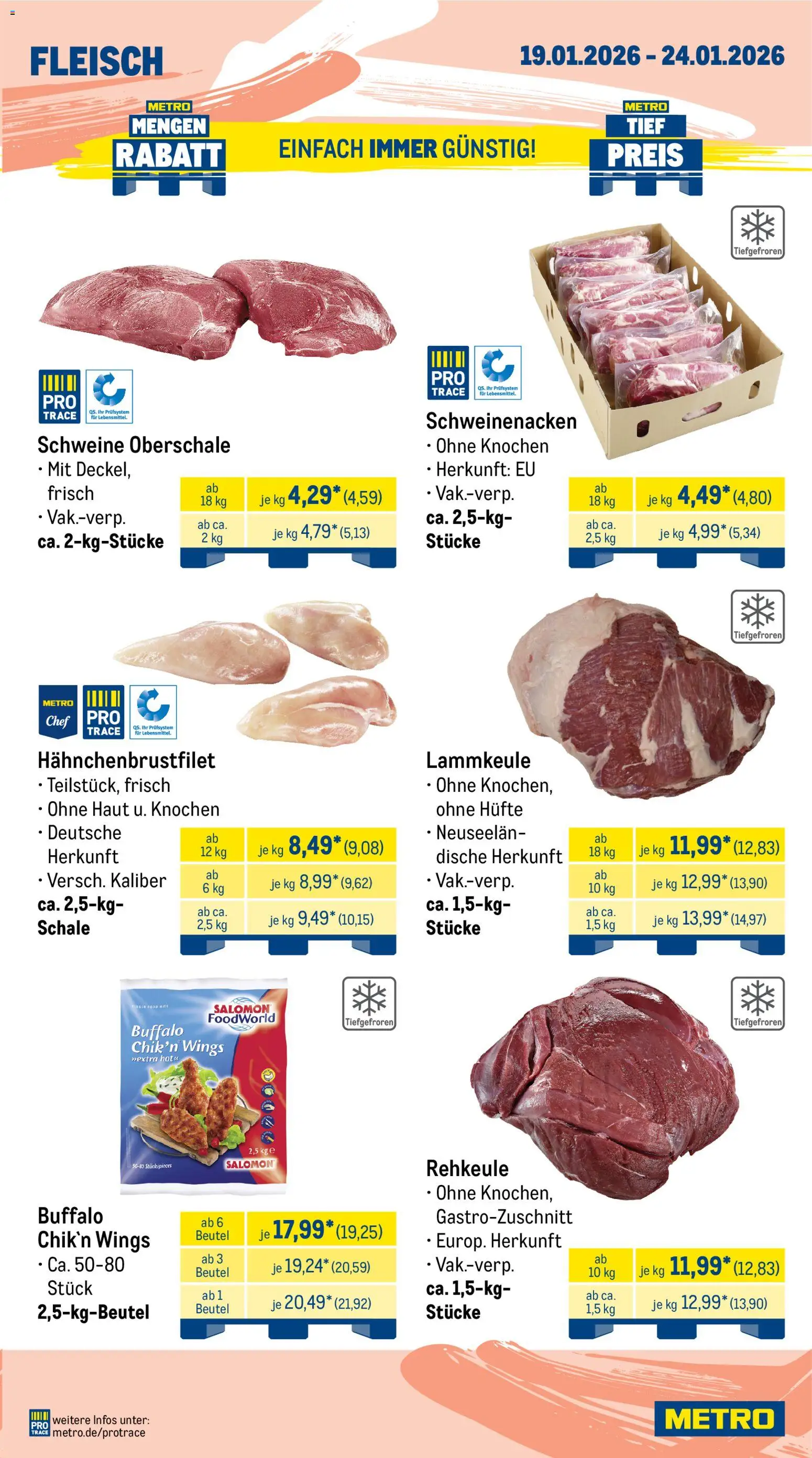 Metro Wochen-Angebote Gastro – gültig ab 19.01.2026 | Seite: 3 | Produkte: Lammkeule, Schweinenacken, Fleisch