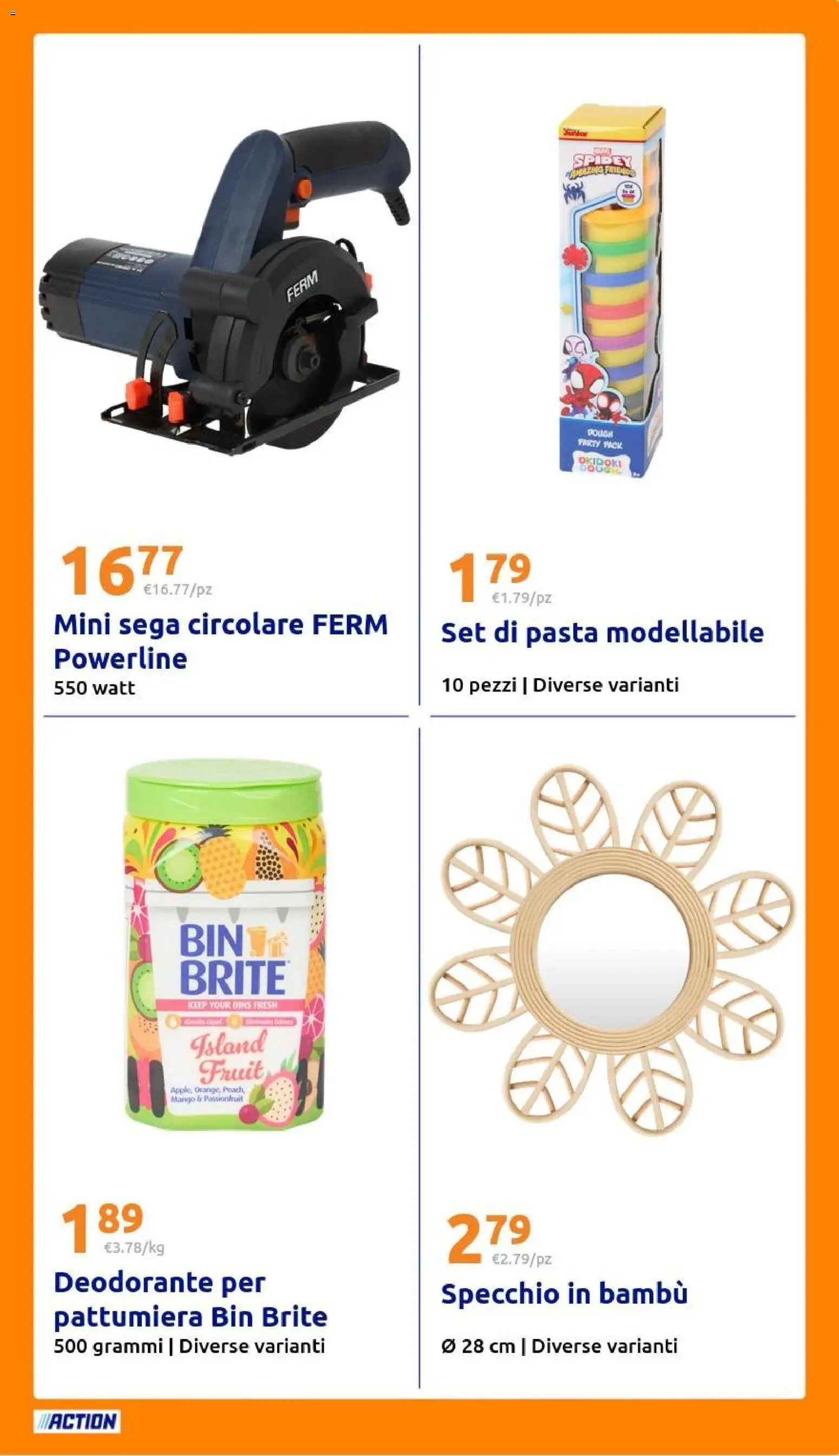 Volantino Action del 18.03.2026 | Pagina: 27 | Prodotti: Deodorante, Mango, Sega, Specchio