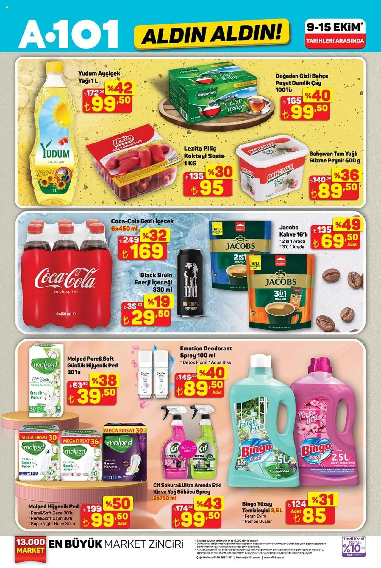 A101 Katalog Aldın Aldın - 09.10.2025 tarihinden itibaren geçerlidir | Sayfa: 3 | Ürünler: Peynir, Çay, Yağ, Demlik