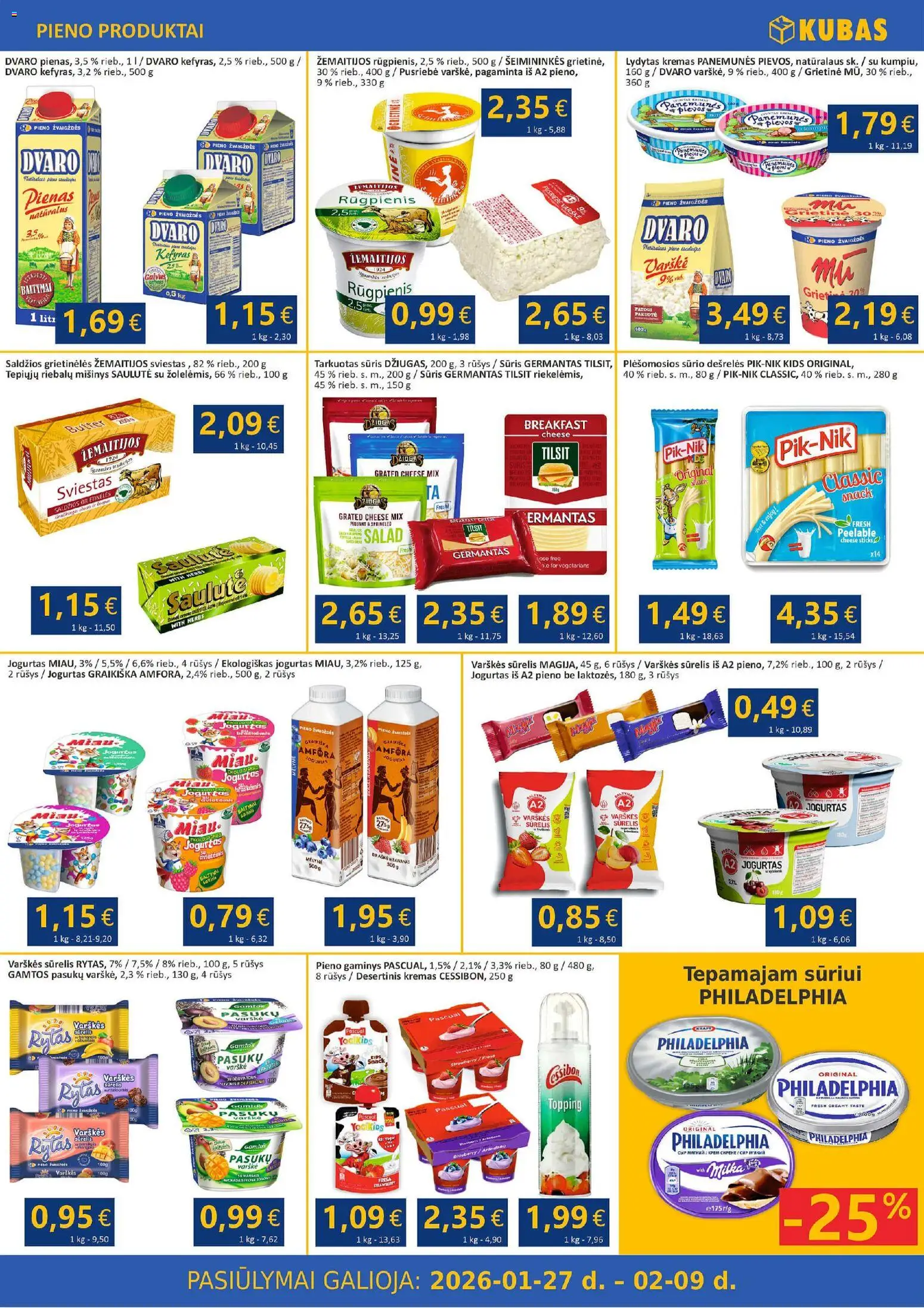 Kubas akcijos nuo 27.01.2026 | Puslapis: 2 | Prekių: Kremas, Pienas, Sūris, Varškė