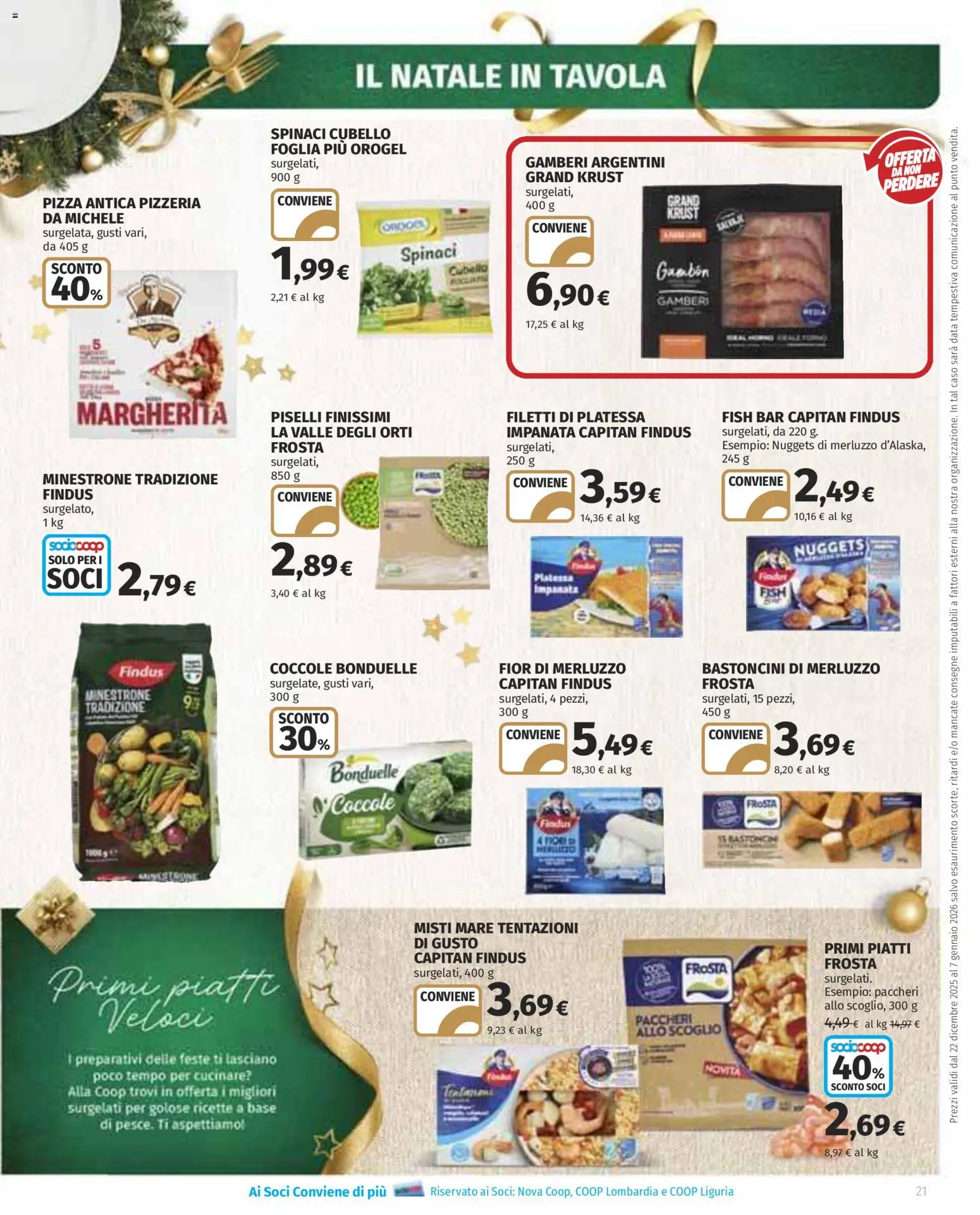 Volantino COOP del 22.12.2025 | Pagina: 21 | Prodotti: Pizza, Merluzzo, Nuggets, Piselli