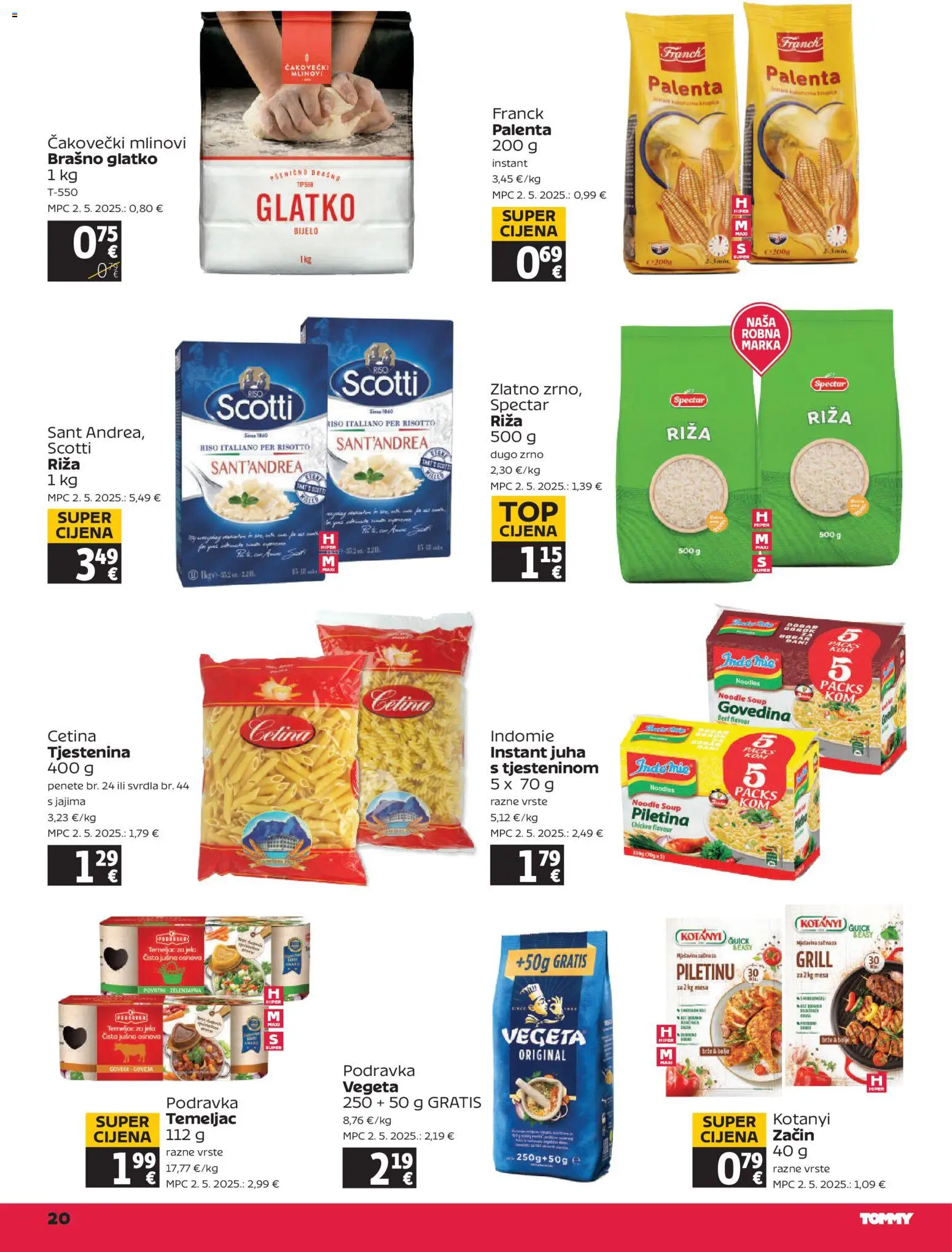 Tommy katalog | vrijedi od 19.03.2026 | Stranica: 20 | Proizvodi: Govedina, Brašno, Noodle, Vegeta