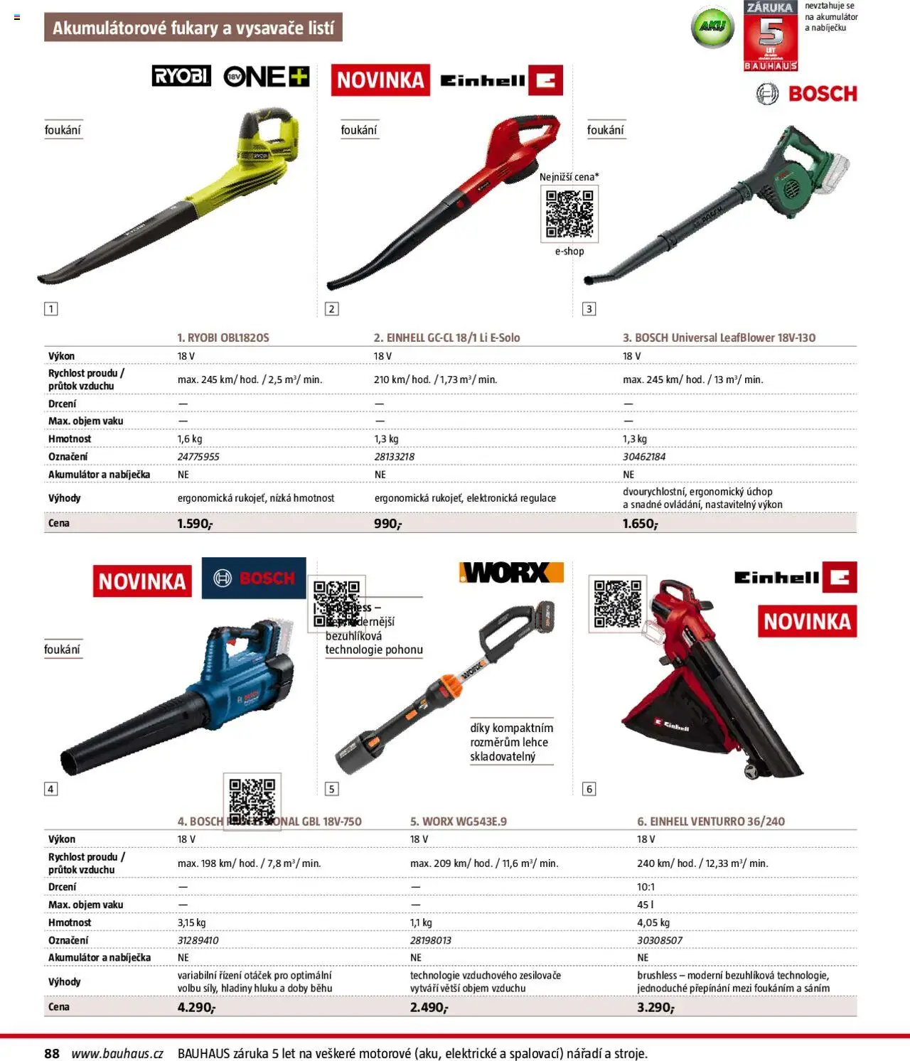 Bauhaus katalog Zahradní technika od 01.04.2025 | Strana: 88 | Produkty: Nářadí, Vysavače