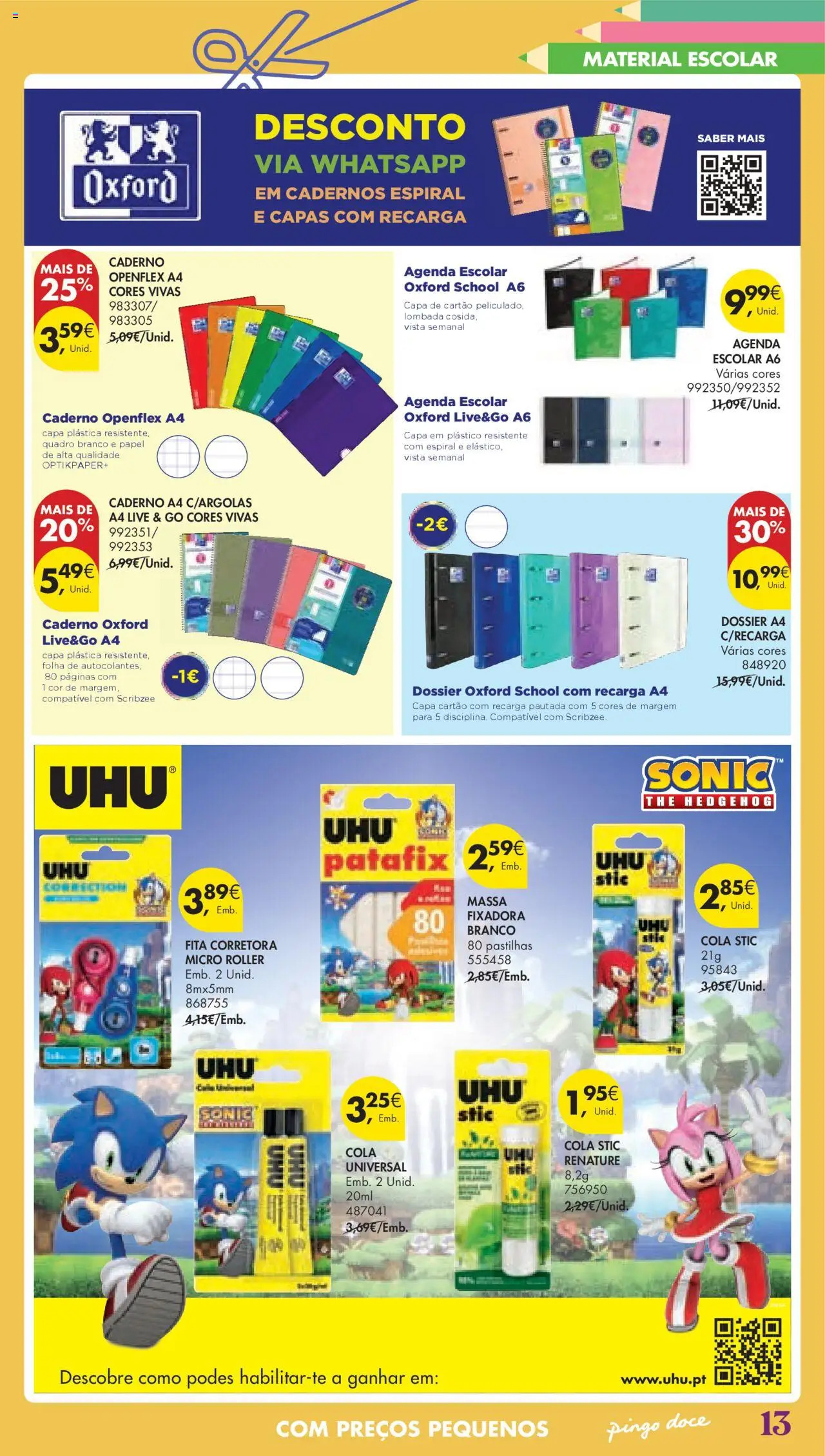 Pingo Doce Regresso às Aulas Hipers │ válido de 05.08.2025 | Página: 13 | Produtos: Caderno, Quadro, Notebook, Massa