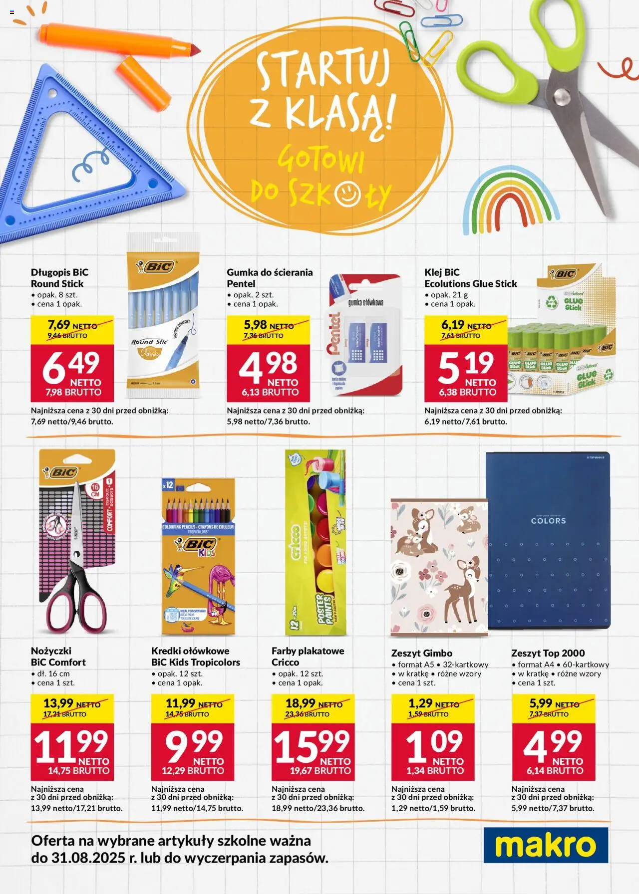 Makro Gazetka - Back to School od 06.08.2025 | Strona: 1 | Produkty: Top, Zeszyt, Artykuły szkolne