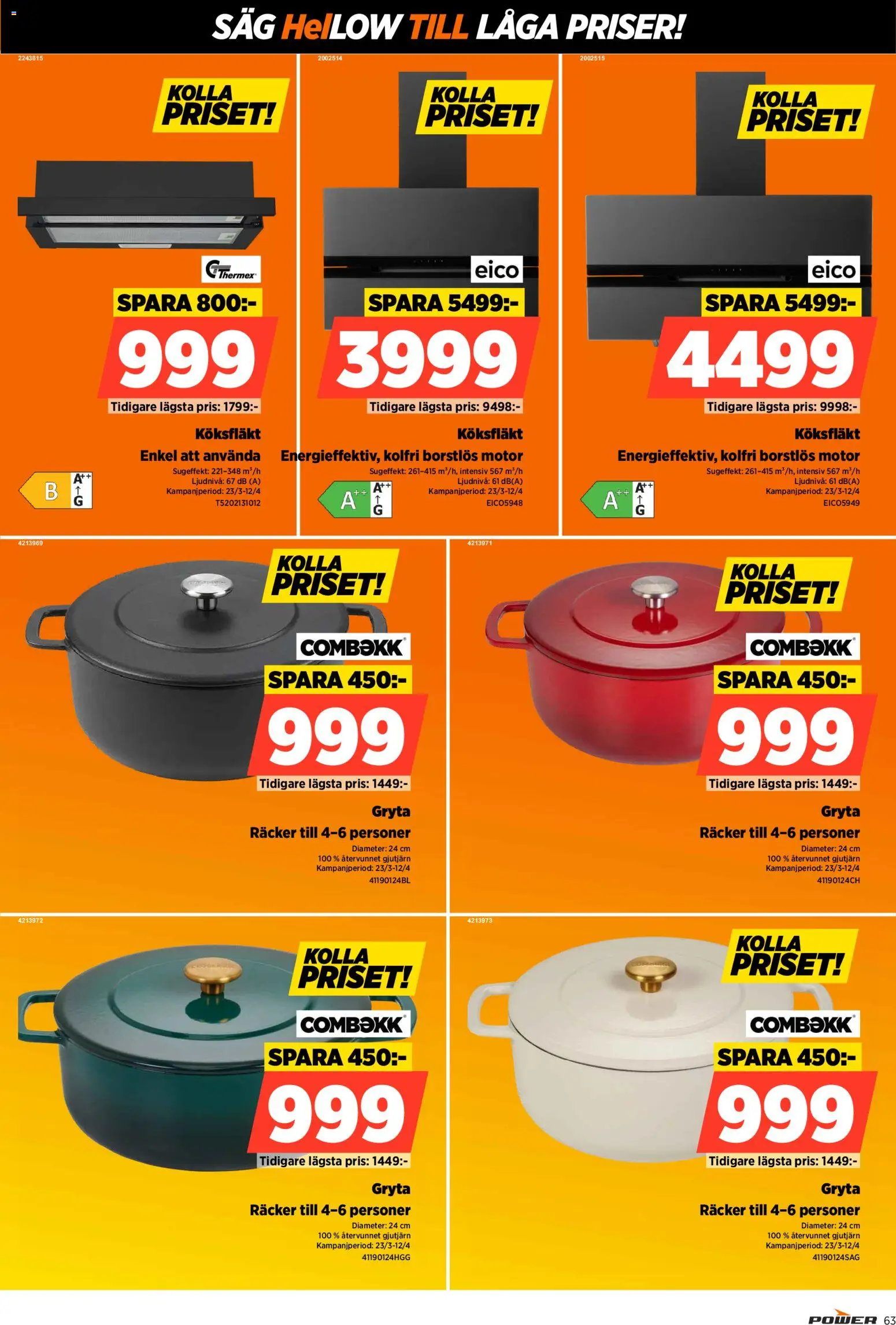 Power reklamblad aktuell från 30.03.2026 | Sida: 63 | Produkter: Köksfläkt, Såg