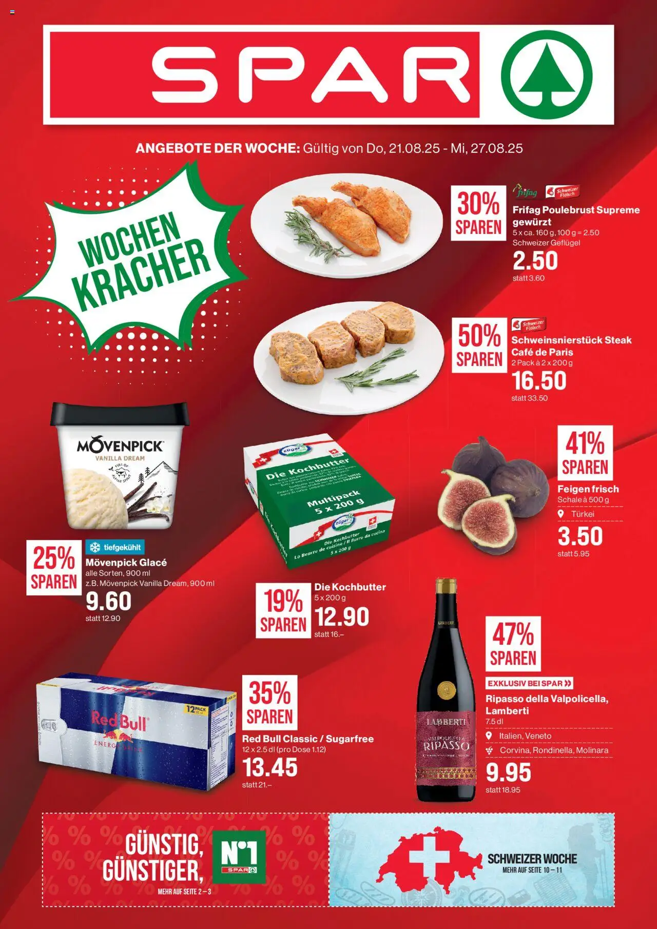 SPAR Aktionen ab 21.08.2025 | Seite: 1 | Produkte: Red bull, Glace