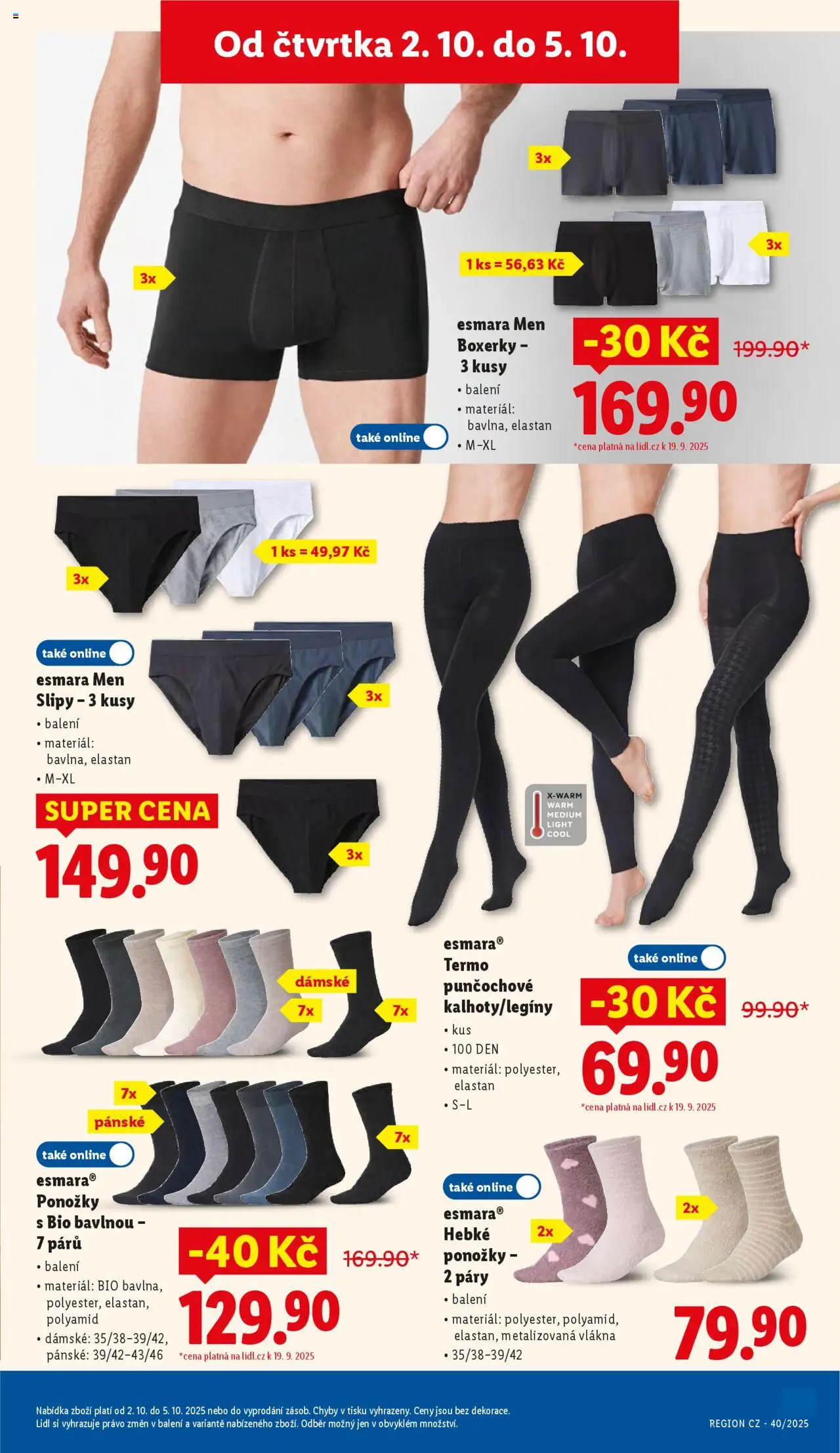 Lidl leták od 02.10.2025 | Strana: 39 | Produkty: Ponožky, Boxerky, Slipy